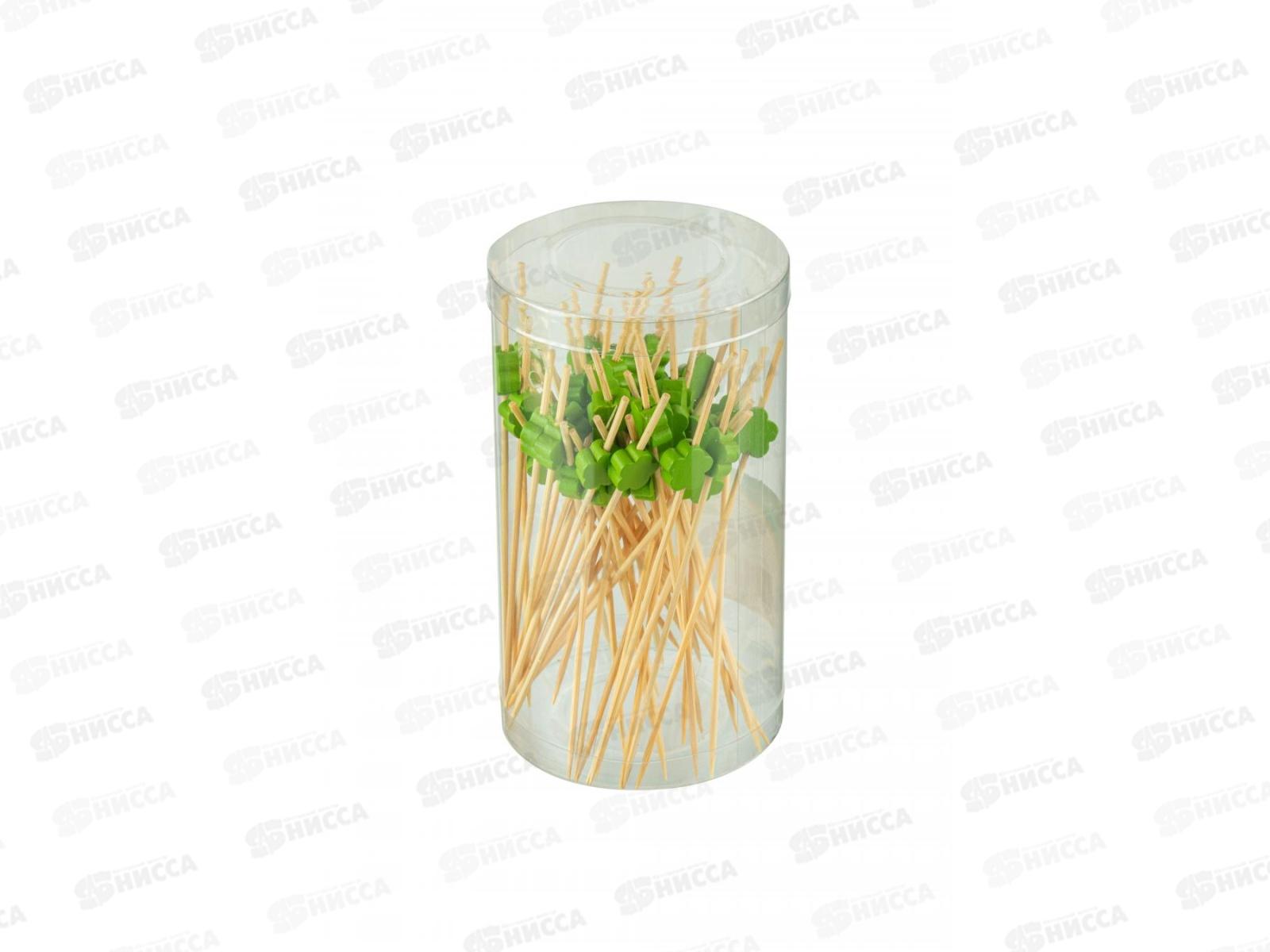 Палочки для канапе 50шт "Зеленый цветок" бамбук, КТ-ПК-Зел