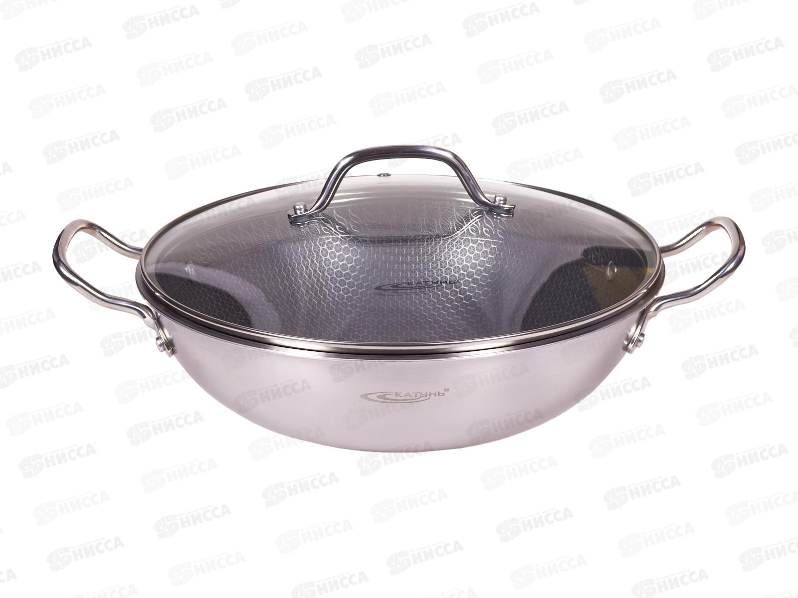 Сковорода 28см с крышкой  ВОК (общепит) антипригарное покрытие, КТ-ВОК-28