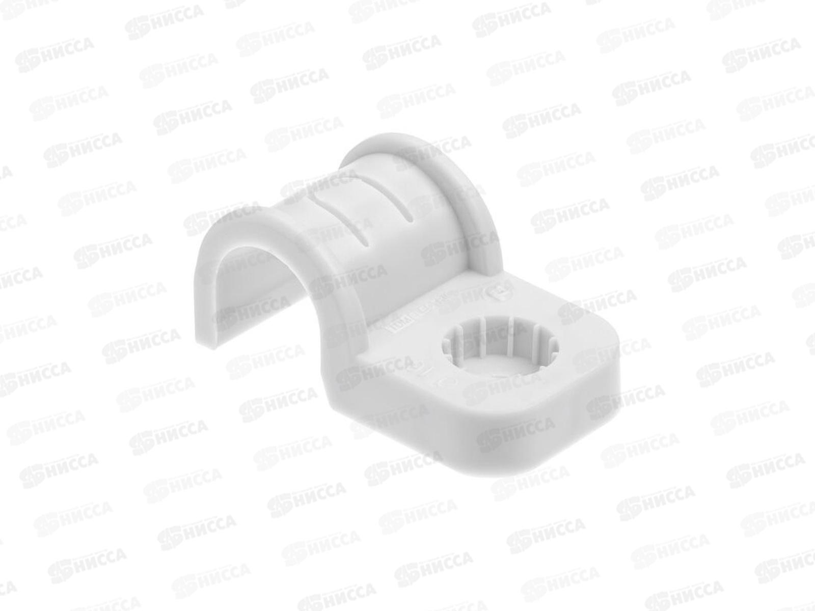 Крепеж-скоба 16мм односторонняя белая, 6011 *50/600