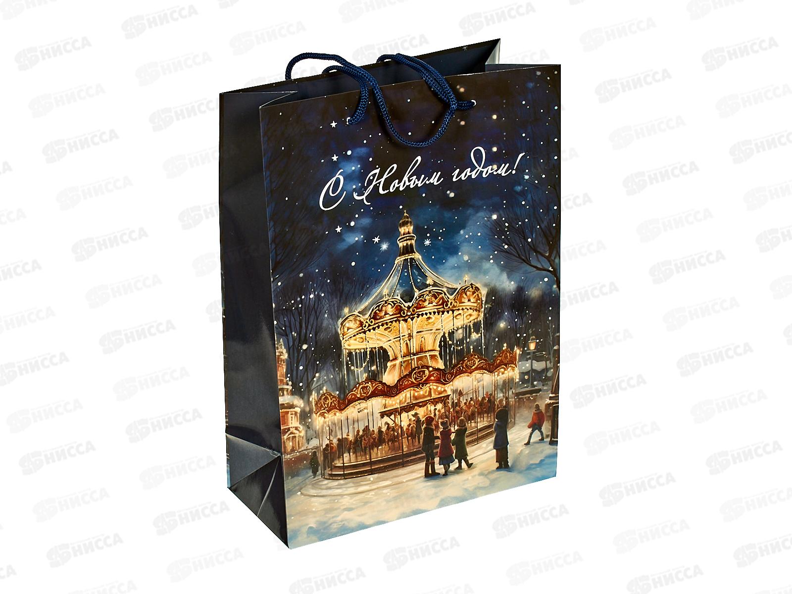 Пакет подарочный MI 22х31х10см (МL) Новогодняя карусель ПКП-6666  *12