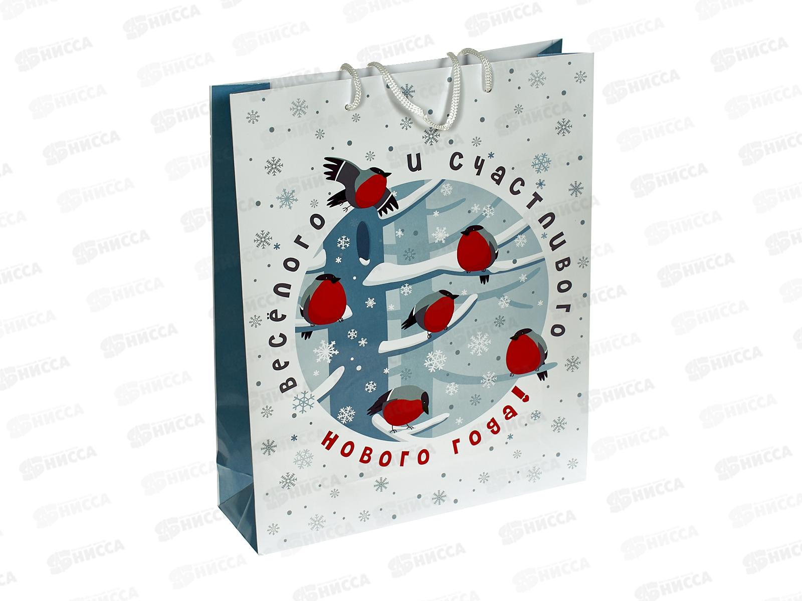 Пакет подарочный MI 26,4х32,7х8см (L) Снегири прилетели ПКП-6689  *12