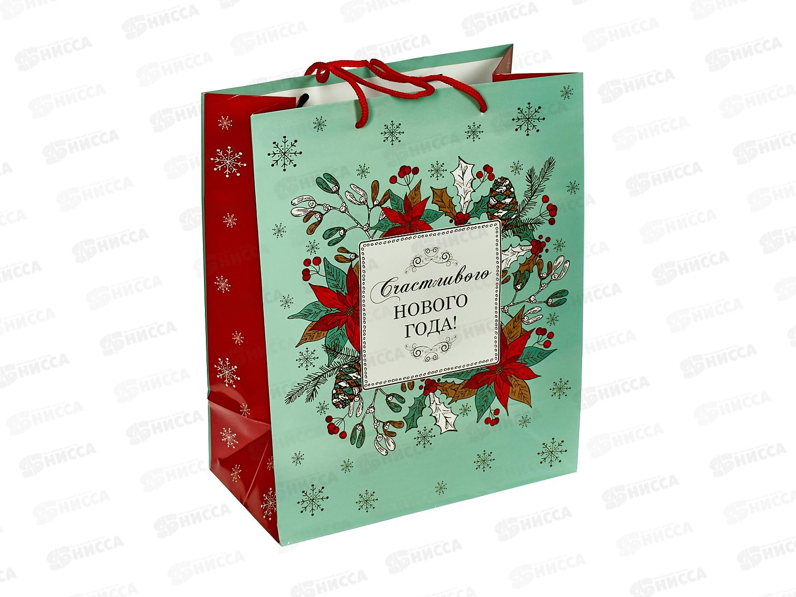 Пакет подарочный MI 26,4х32,7х13,6см (L) Рождест букет ПКП-6692  *12