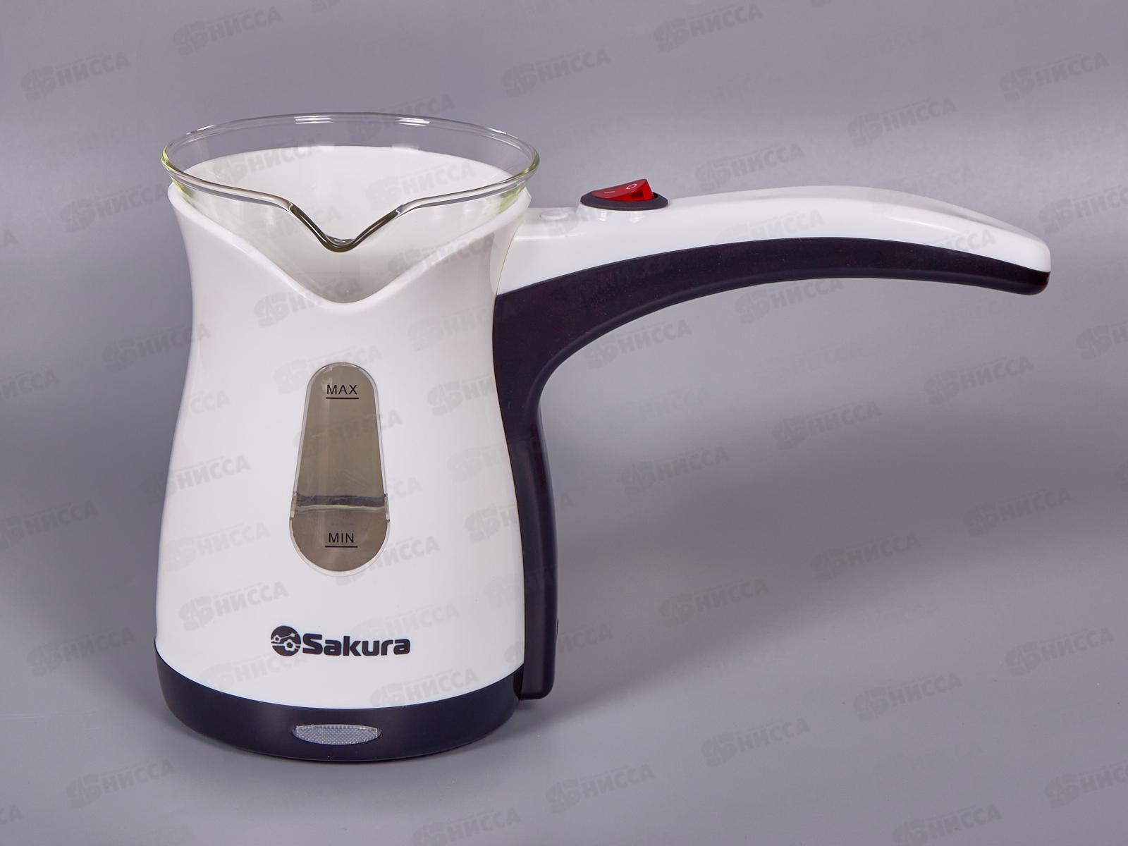 Турка электрическая SA-6118W 0,5 стекло+пластик