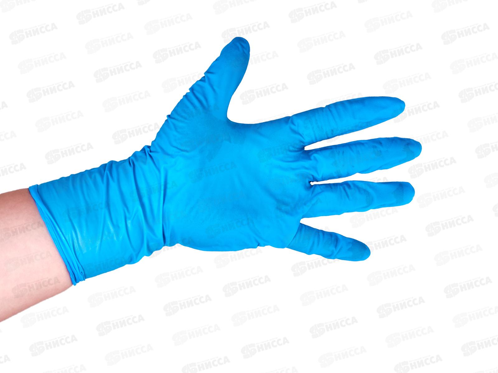 Перчатки нитриловые усиленные+ голубые MAN005M р.M  *25  121 824