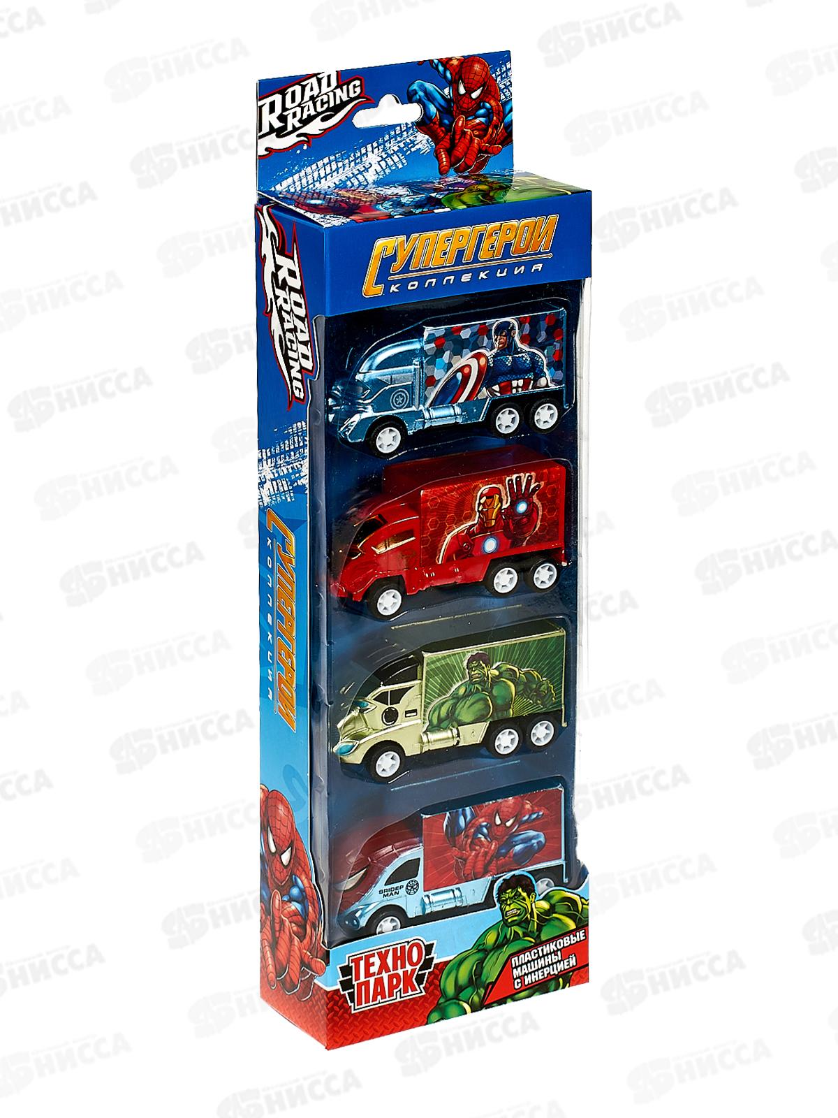 Машина "ТЕХНОПАРК" пластиковая ROAD RACING, 7,5см, 4шт,RR-SET-009-R,378743