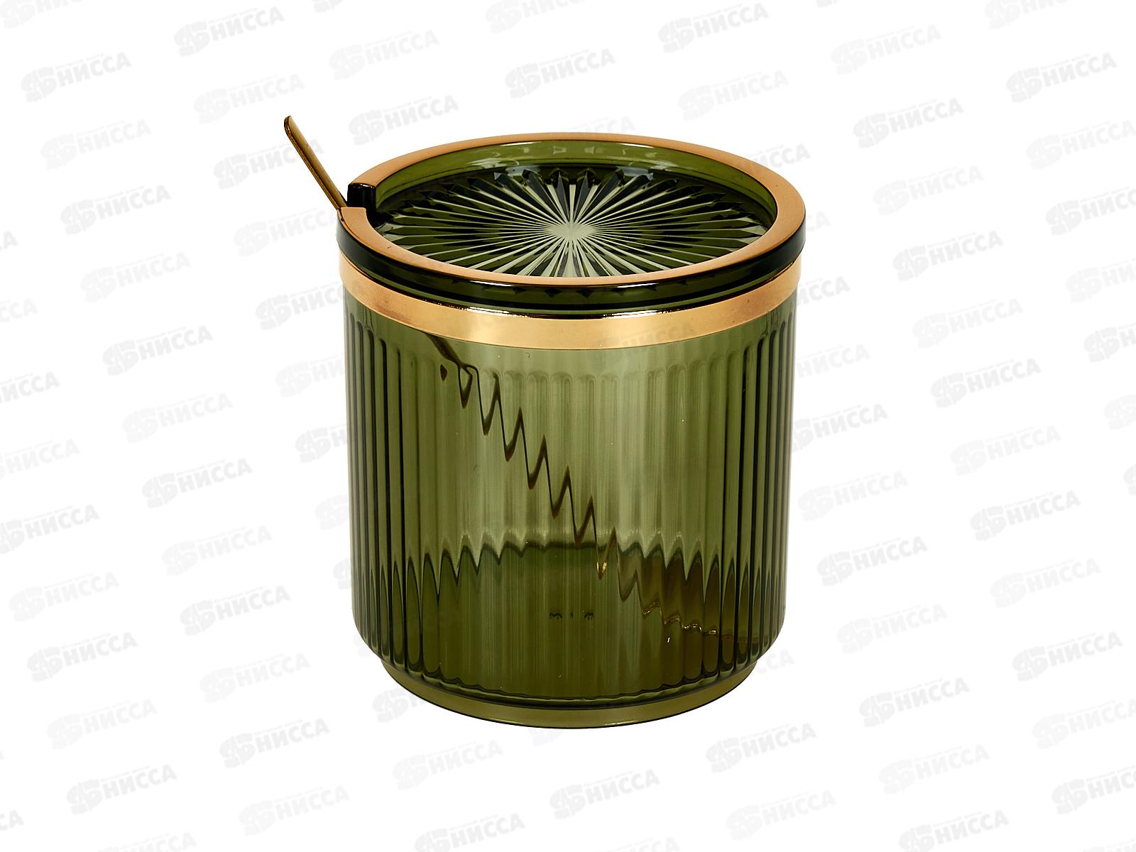 Банка для сыпучих продуктов с ложкой (зеленая), h=8,8см, v=400мл, 9904671-1 *24