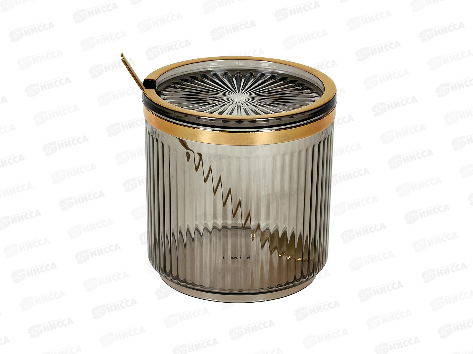 Банка для сыпучих продуктов с ложкой (серая), v=400мл, 9904671-2 *24