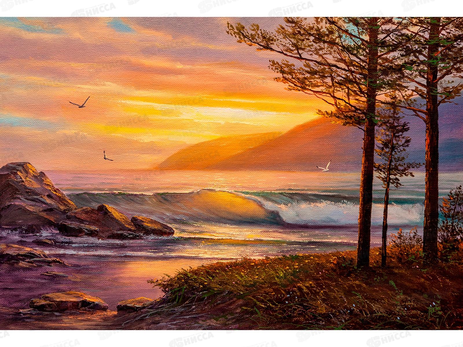 Алмазная мозаика (класс.) 30х40см Побережье на закате, НД-0394 с подр.