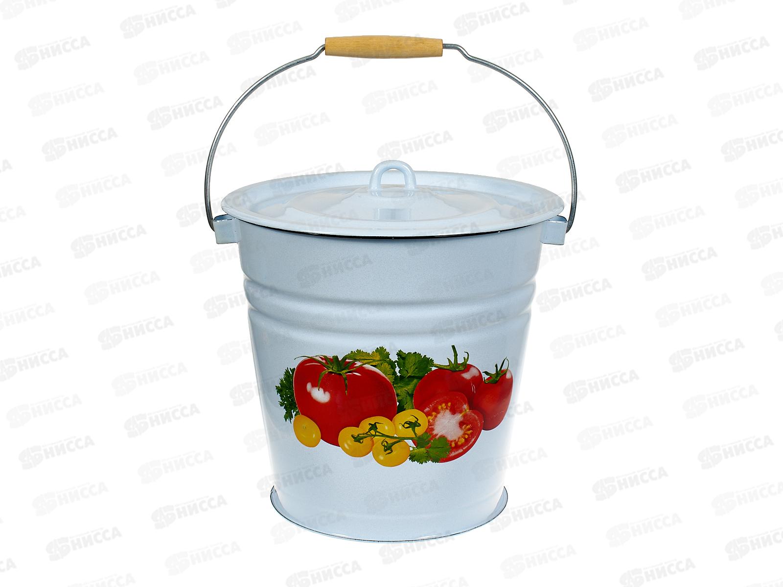 Ведро 12л с крышкой Помидоры, палевое С1224*105