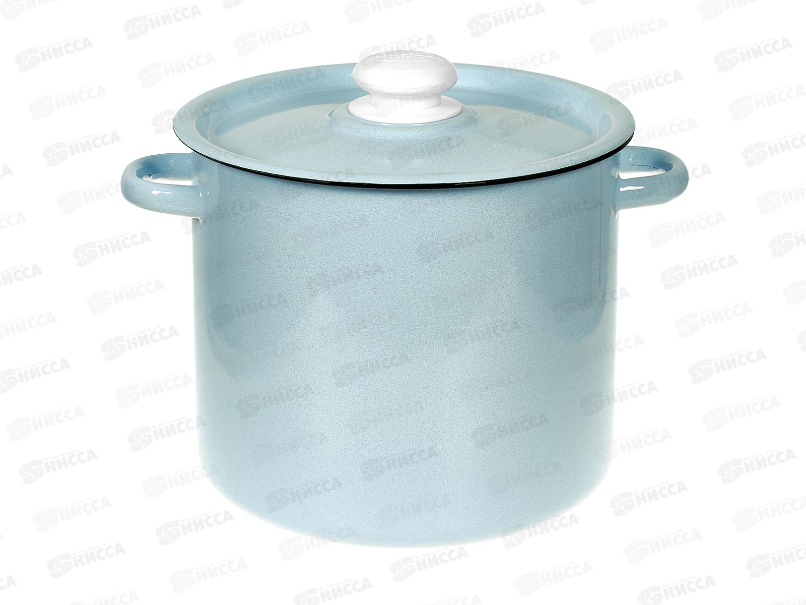 Кастрюля 5,5л цилиндрическая серо-голубая, с кнопкой С41617.ЗСГ