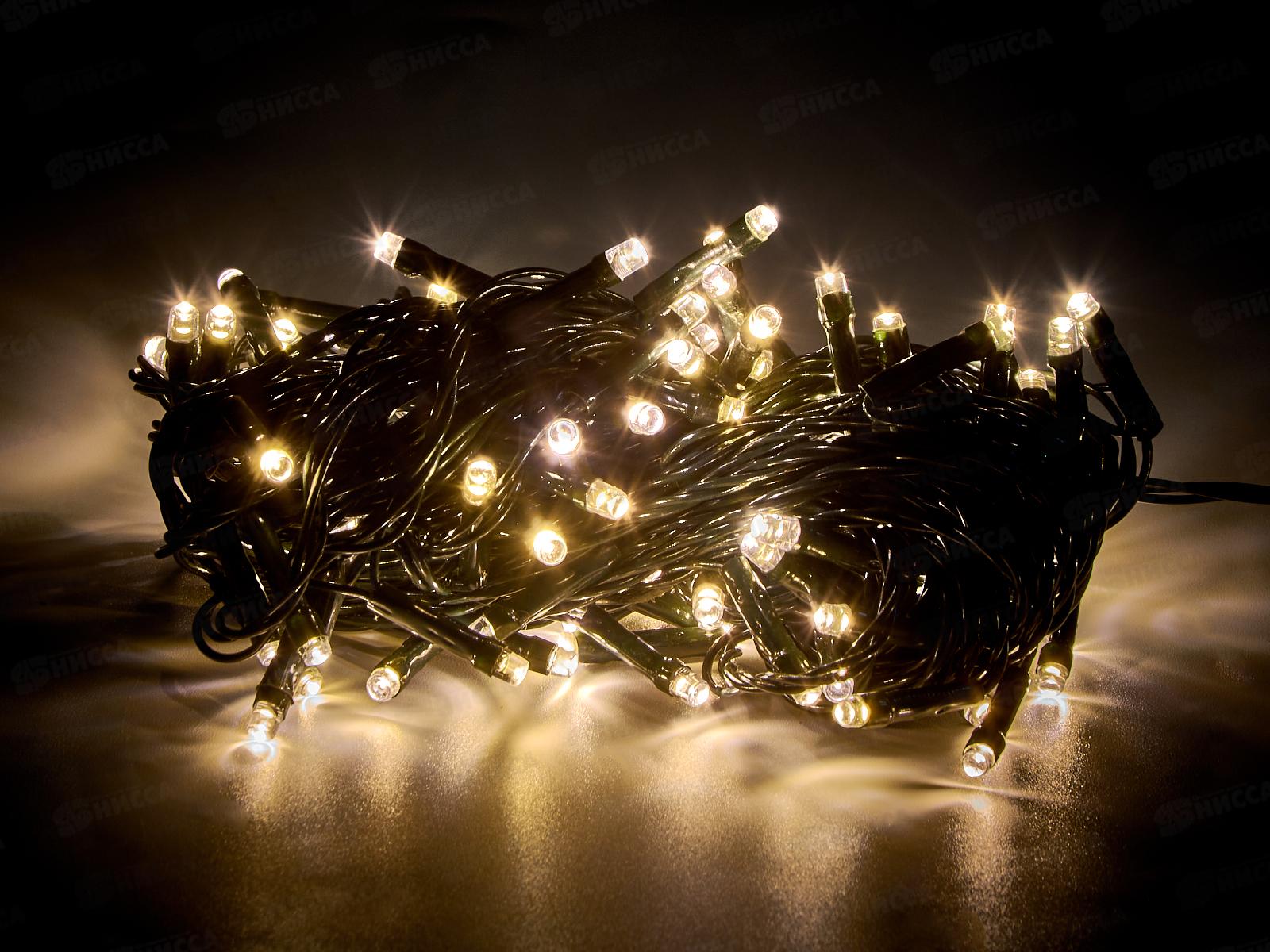 Гирлянда 10м 100LED, теплый белый, 8 режимов, 92818