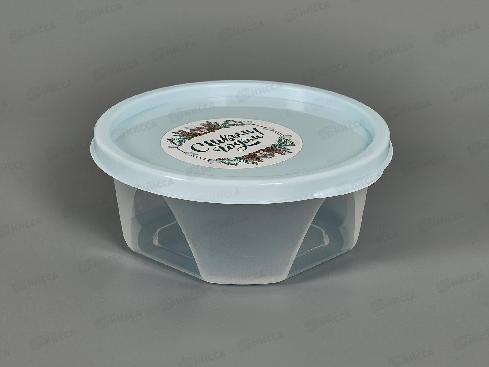 Контейнер для продуктов 0,4л круглый голубой 223101014/02