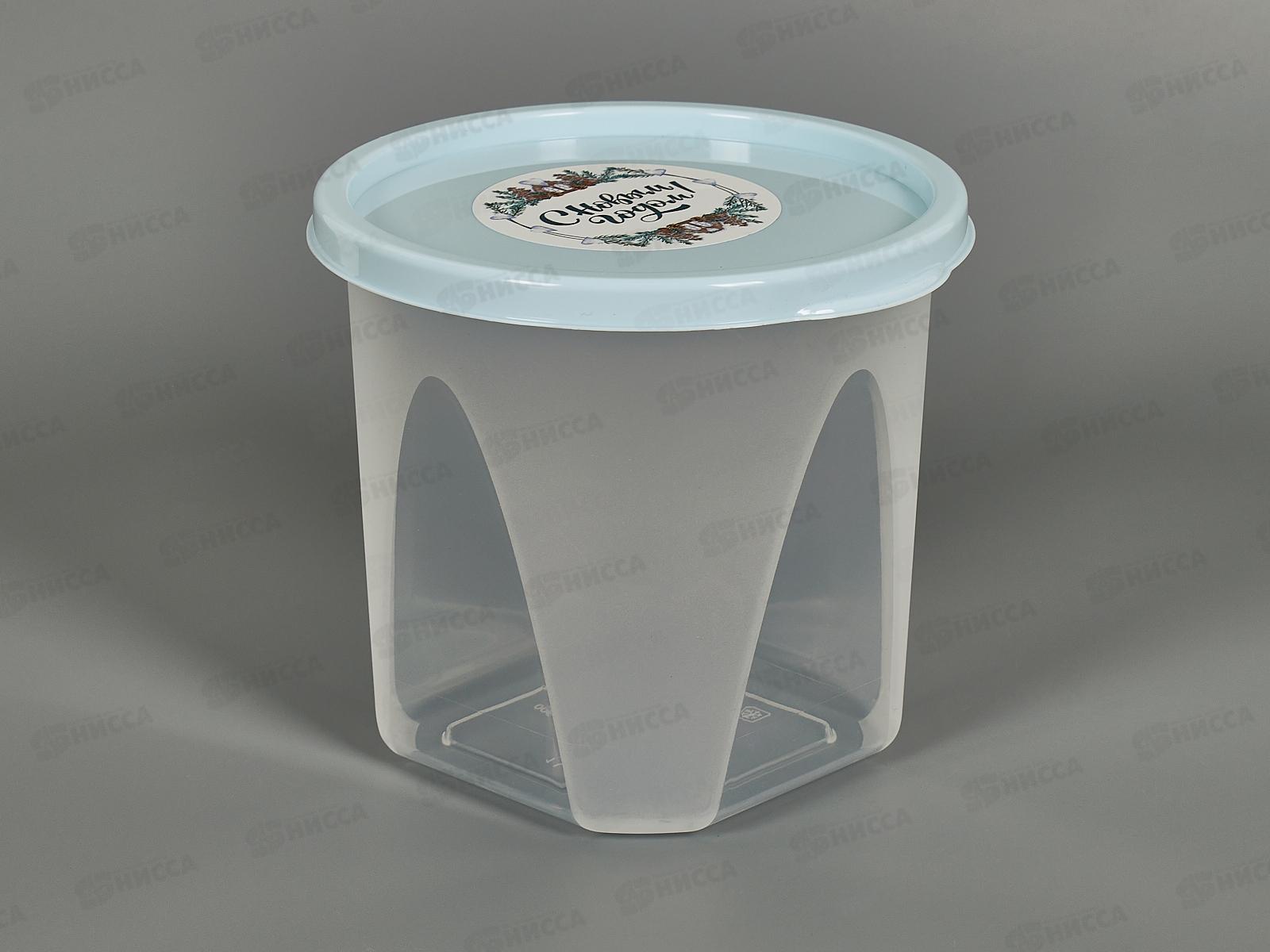 Контейнер для продуктов 1л круглый голубой 223101114/02 *18