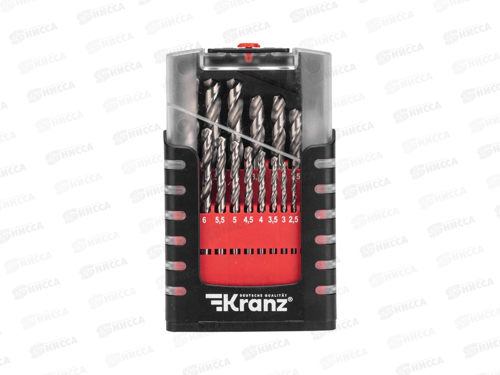 Набор сверл по металлу, 1-10мм (через 0,5мм), Р6М5, цилиндрический хвостовик, 19шт, KRANZ, KR-91-0635