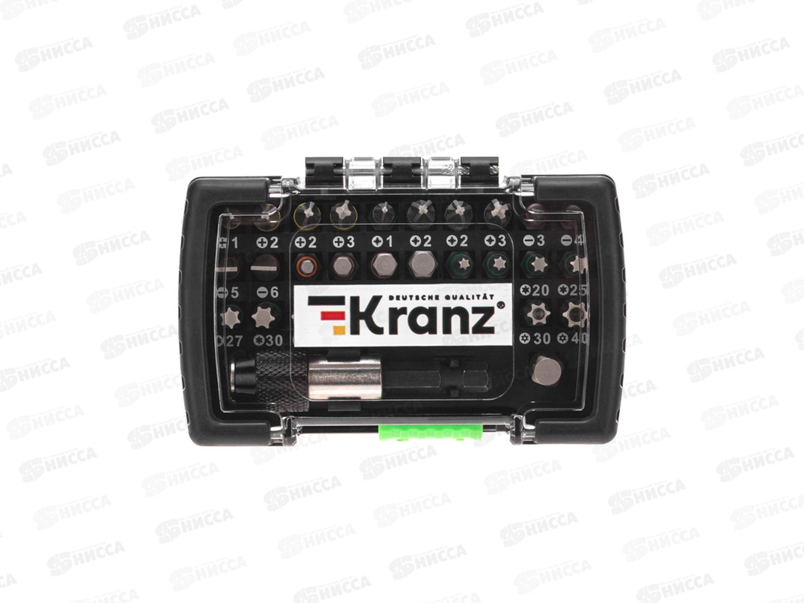 Набор бит с магнитным держателем, пластиковый кейс, 32 шт KRANZ, KR-92-0464