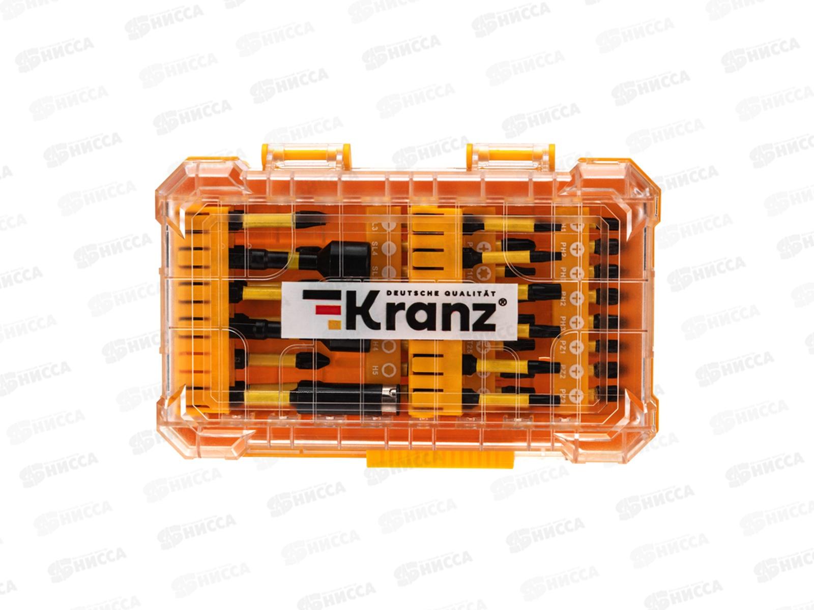 Набор торсионных бит с магнитным держателем и торцевыми головками, пластиковый кейс, 41шт. KRANZ, KR-92-0463