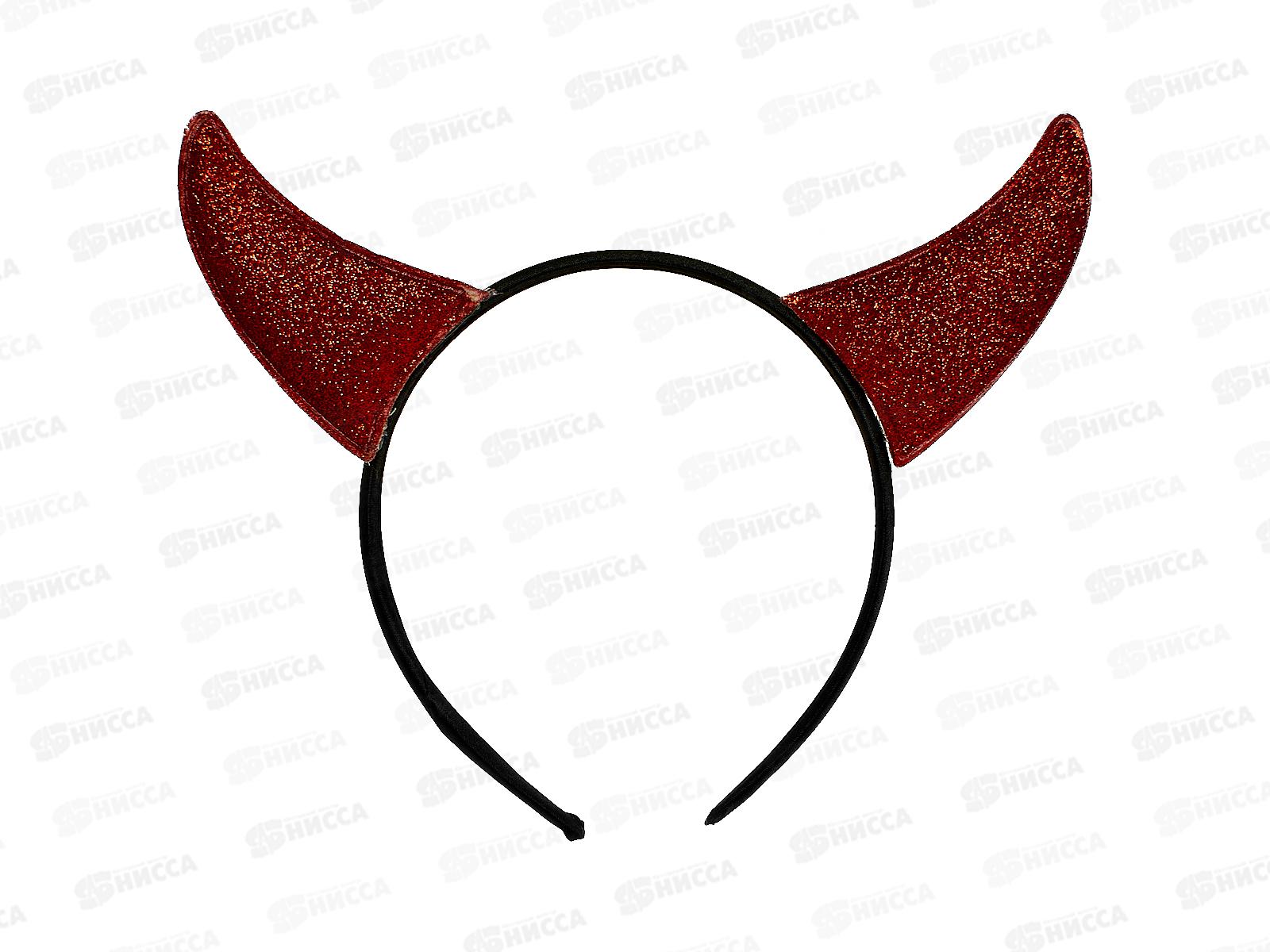 Ободок  карнавальный &quotЧертик блестящий&quot 19см 776-312