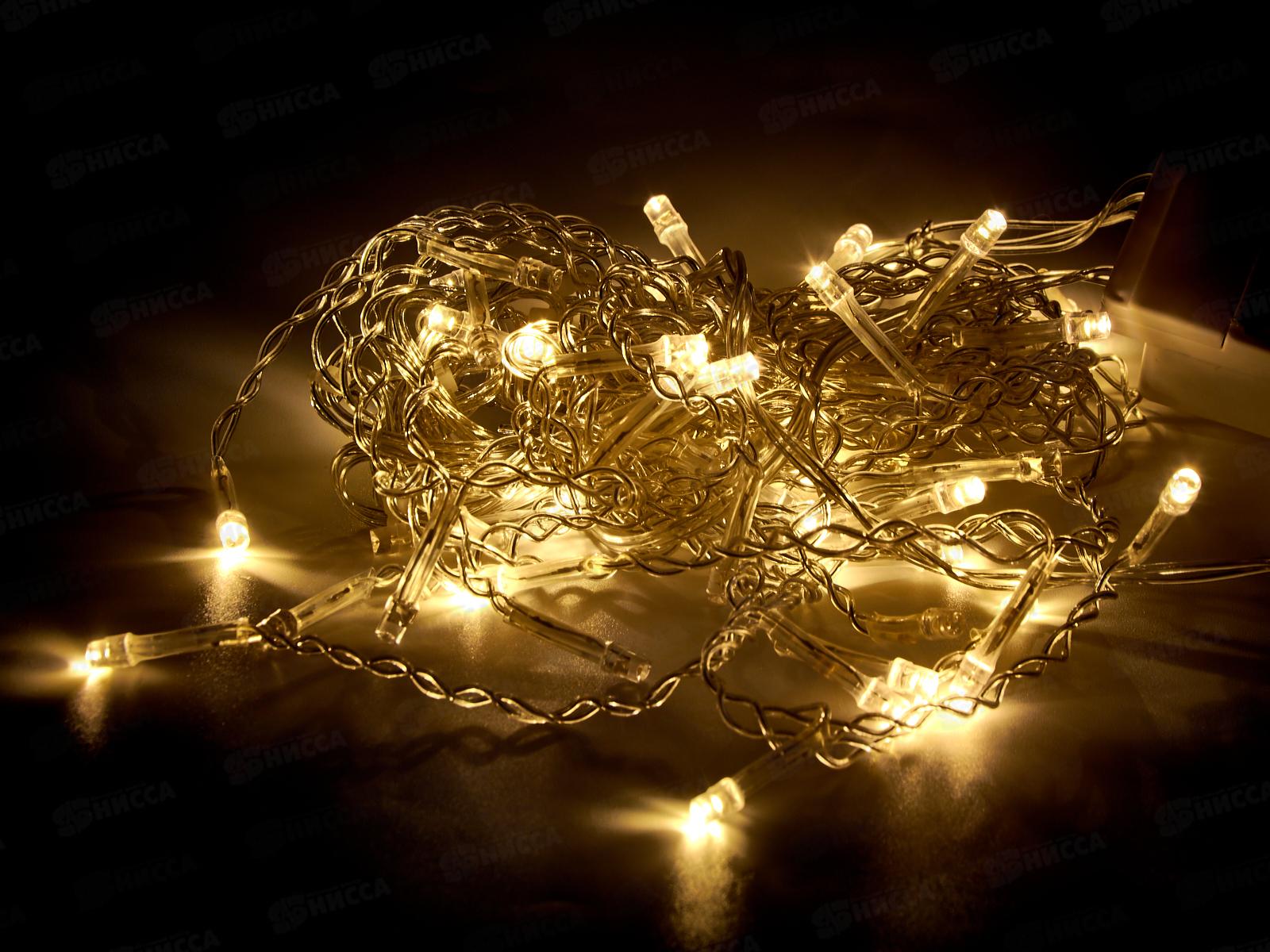 Гирлянда 1,5м*50см Бахрома 48LED теплый  белый 116-012