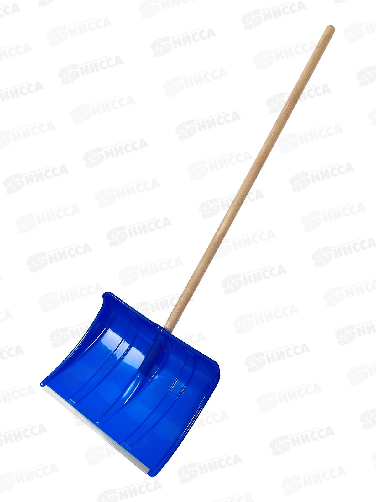 Лопата снеговая МОНБЛАН пластмассоавя 1420*490*370мм (цвет-ультрамарин) алюминиевая планка, берёзовый черенок высшего сорта *5/75