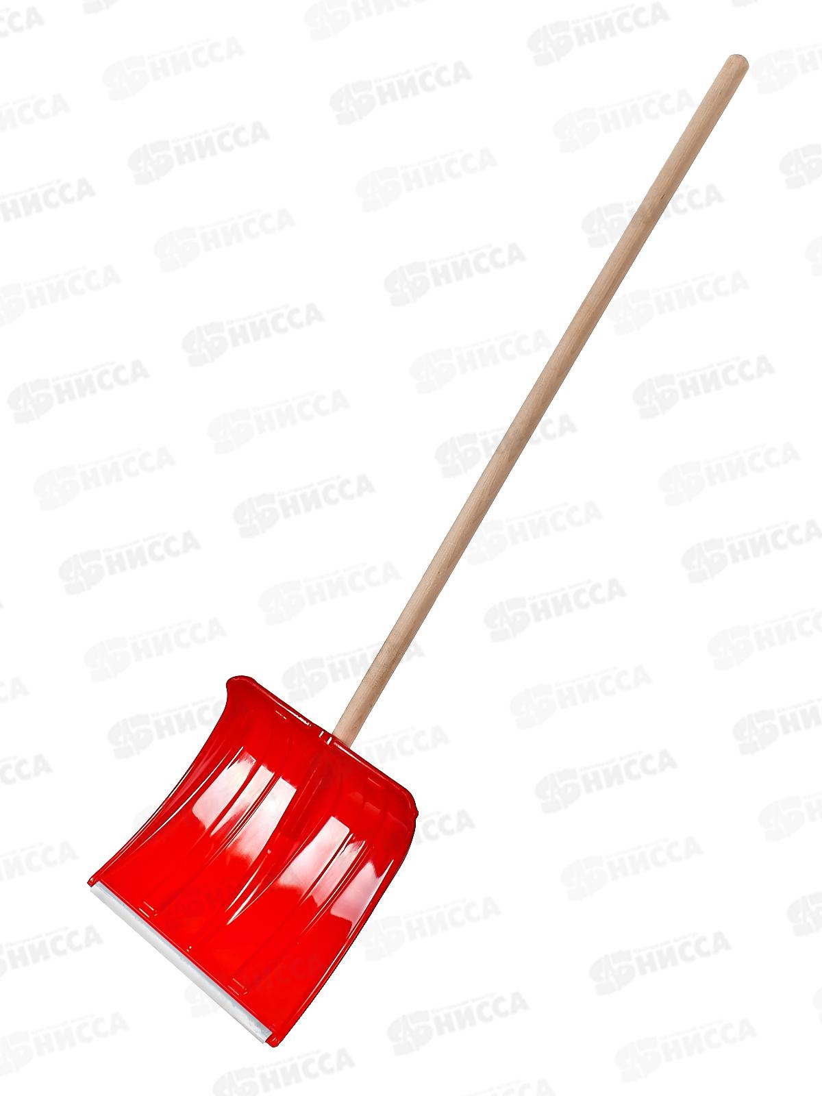 Лопата снеговая СНЕЖНИК пластмассовая 1425*380*370 с алюминиевой планкой, березовый черенок высшего сорта *5/120