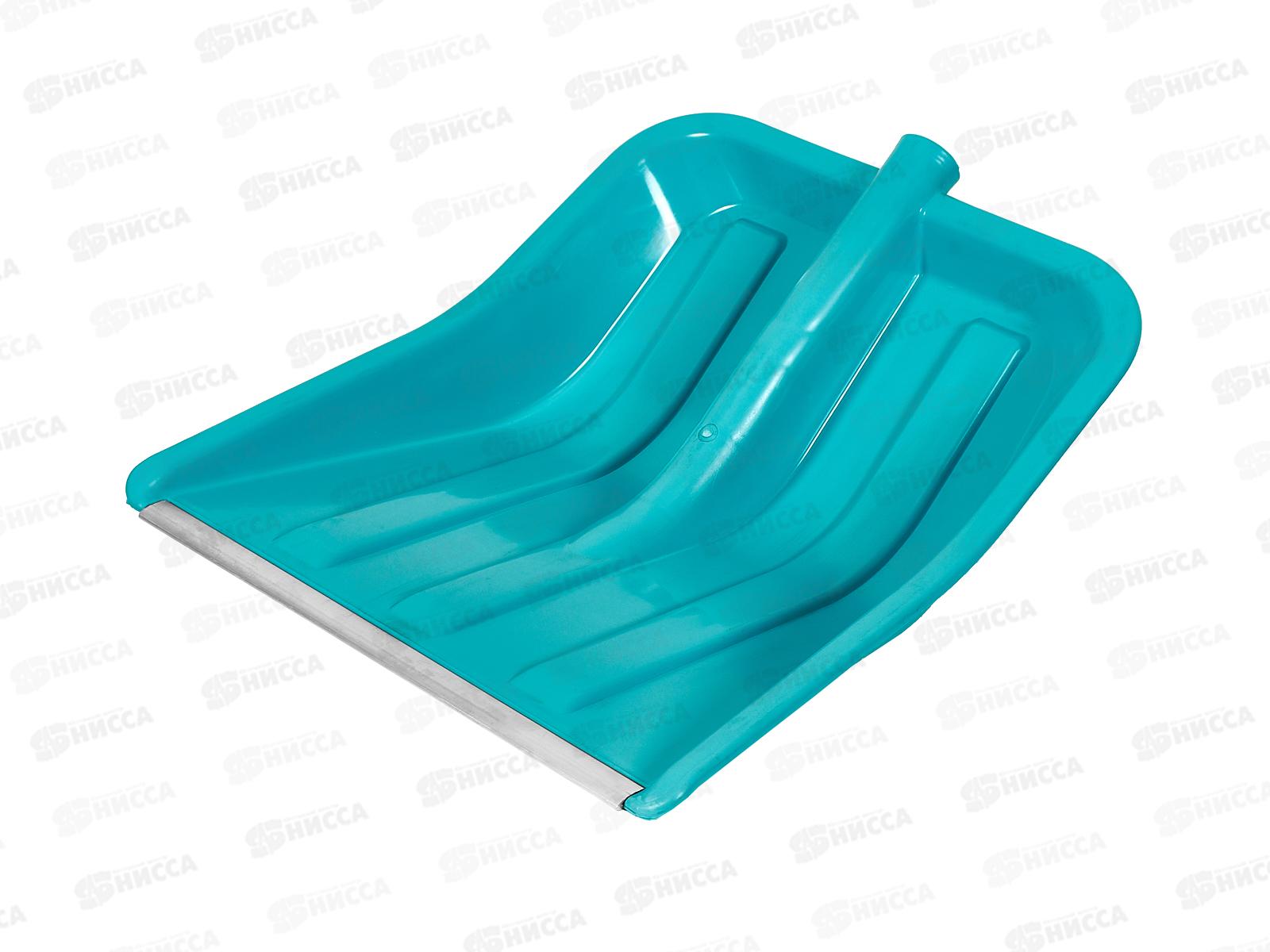 Лопата снеговая ФОБОС 405*450мм бирюзовая с планкой, без черенка, с этикеткой *10/400