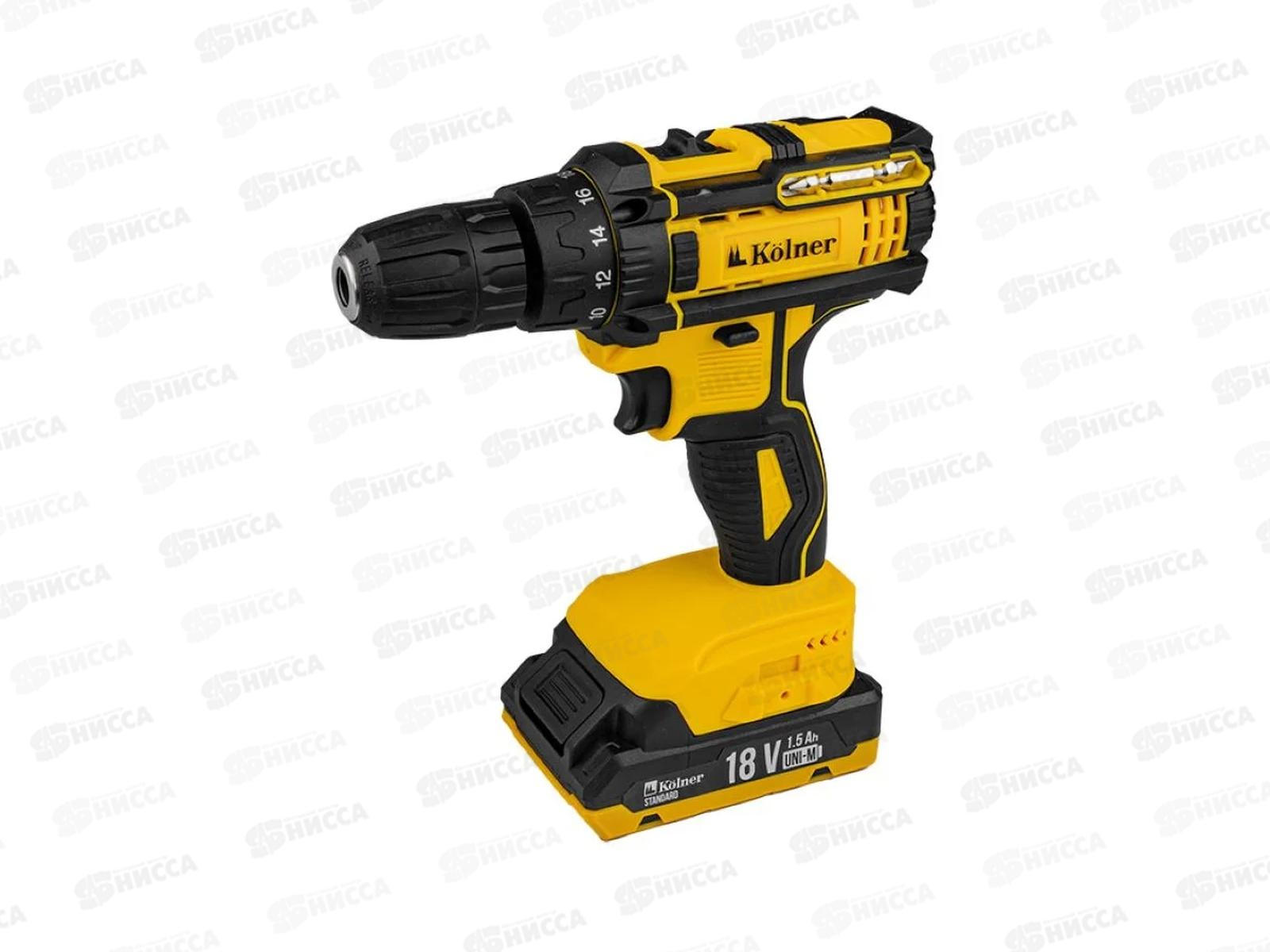 Дрель-шуруповерт аккумуляторная 18В, 0-350/ 0-1350об/м, Kolner KDD 18LC