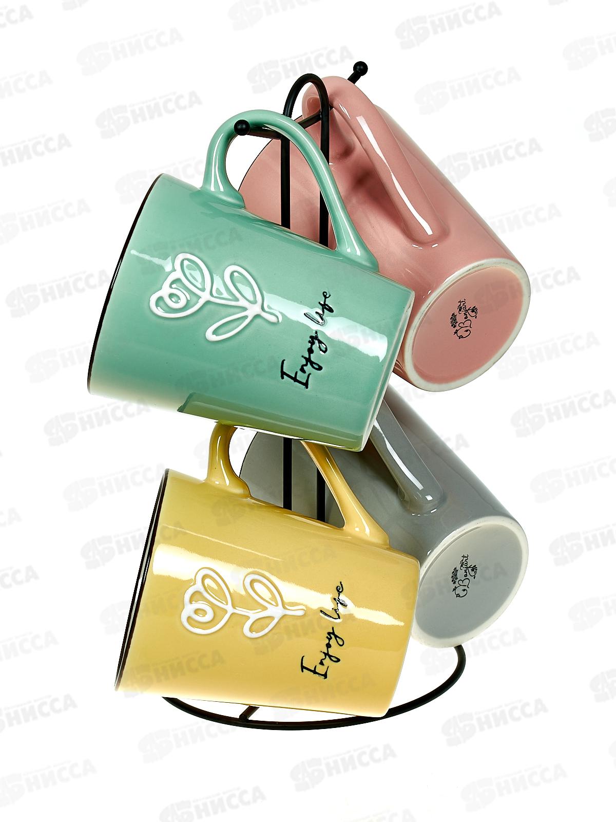 Набор 202363 4 кружки 380мл на металлическом стенде *6