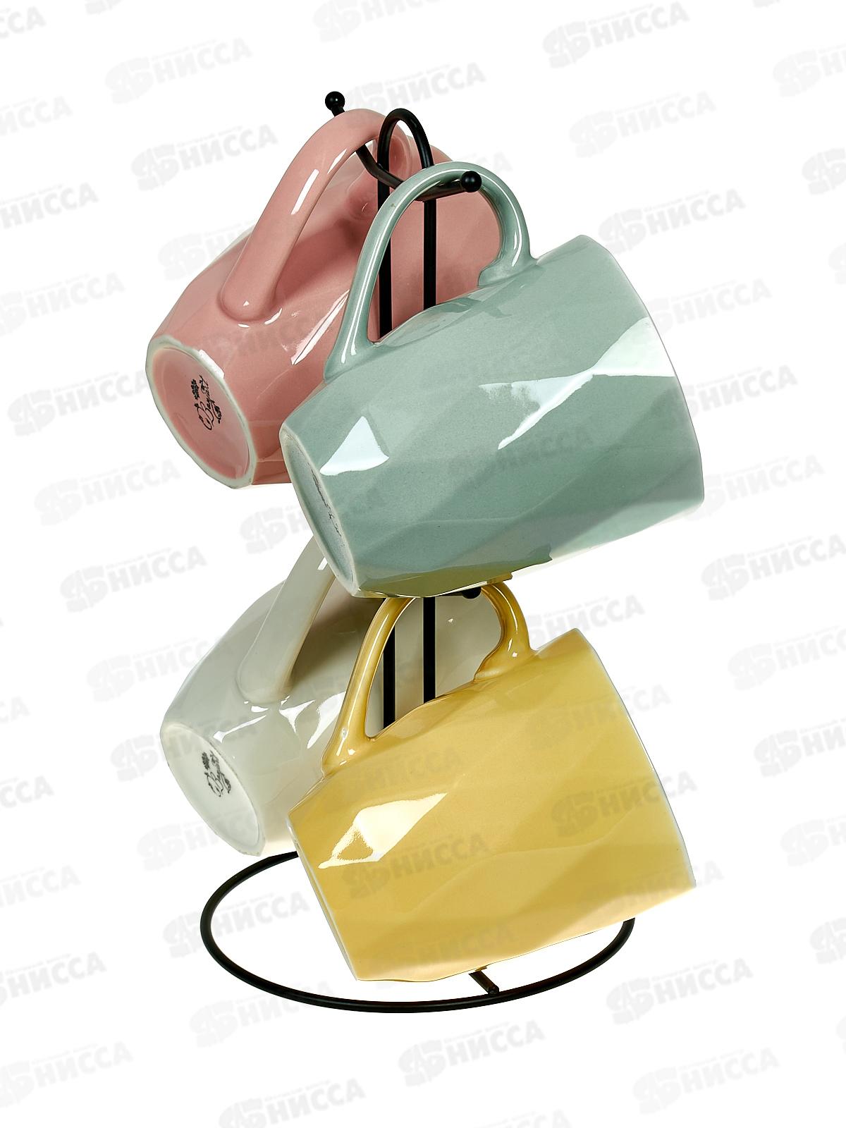 Набор 202370 4 кружки 380мл на металлическом стенде *6