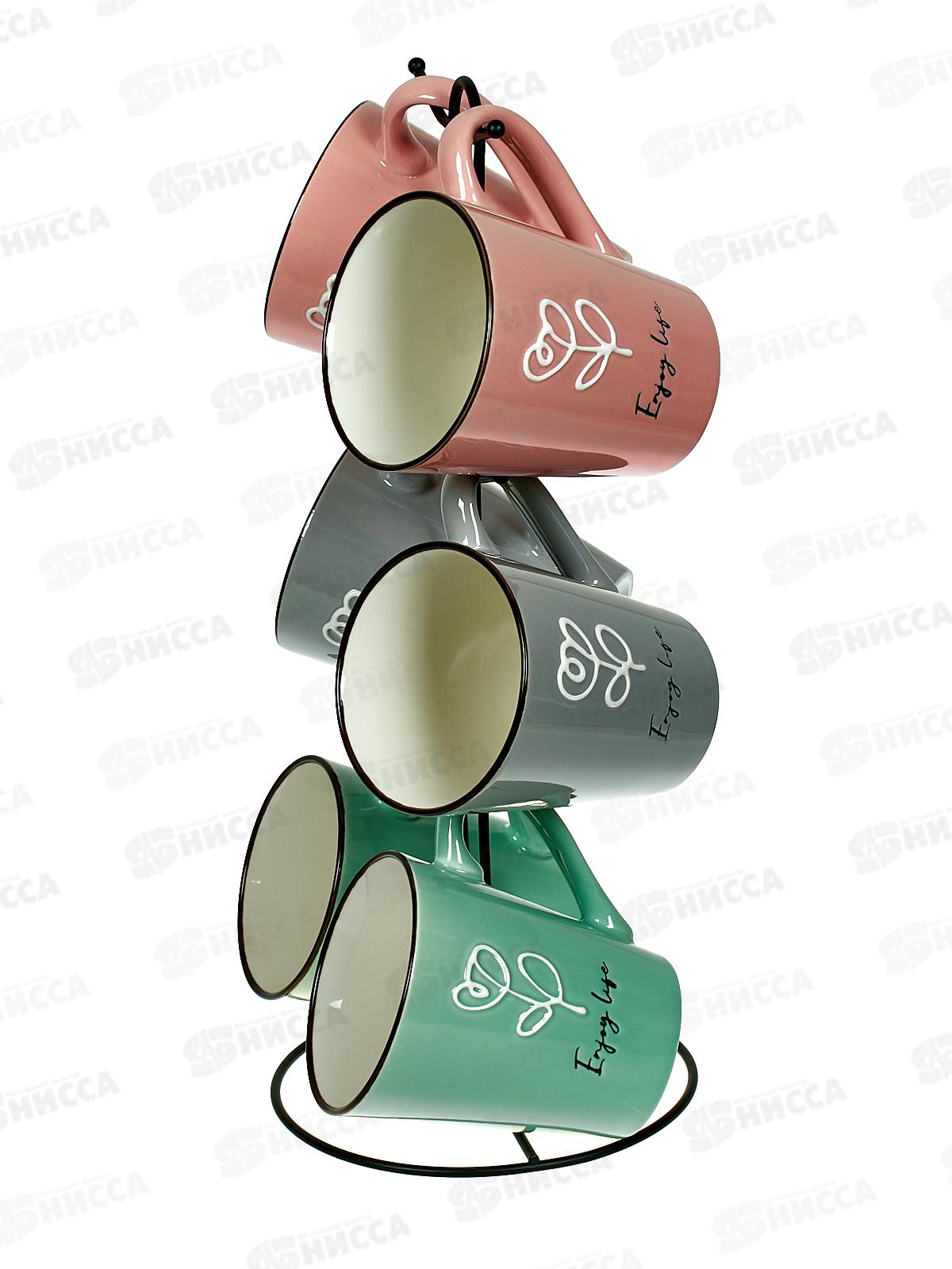 Набор 202364 6 кружки 380мл на металлическом стенде *4