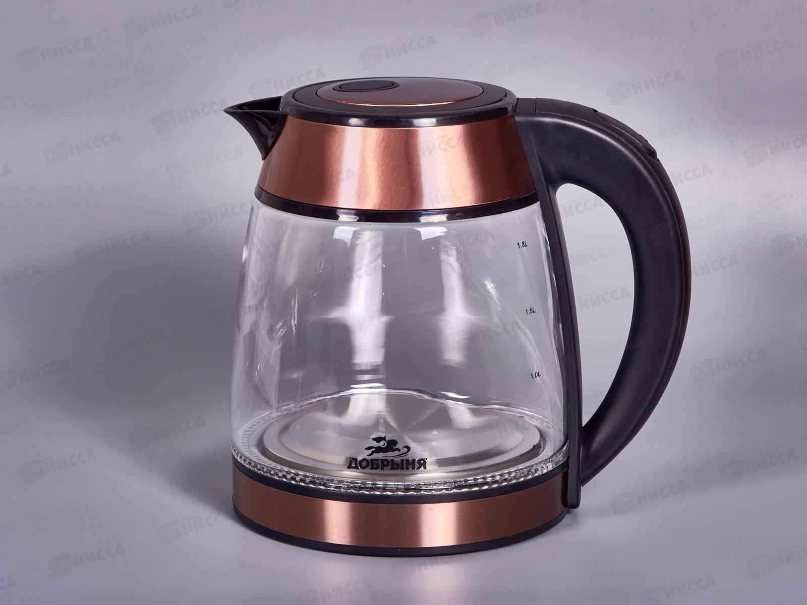 Чайник электрический DO-1262 1500Вт 1,8л стекло с медными вставками