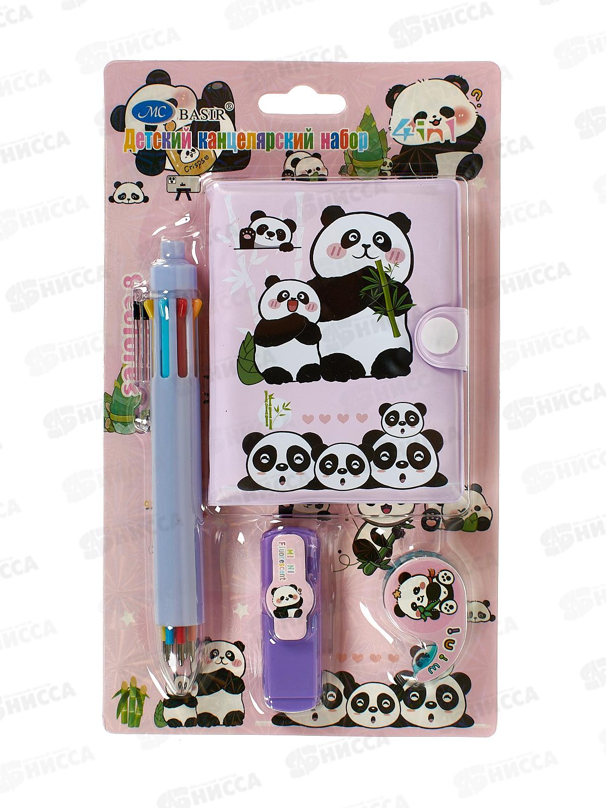 Набор подар. Basir Панда (блокнот+ручка+маркер+скотч) МС-7267