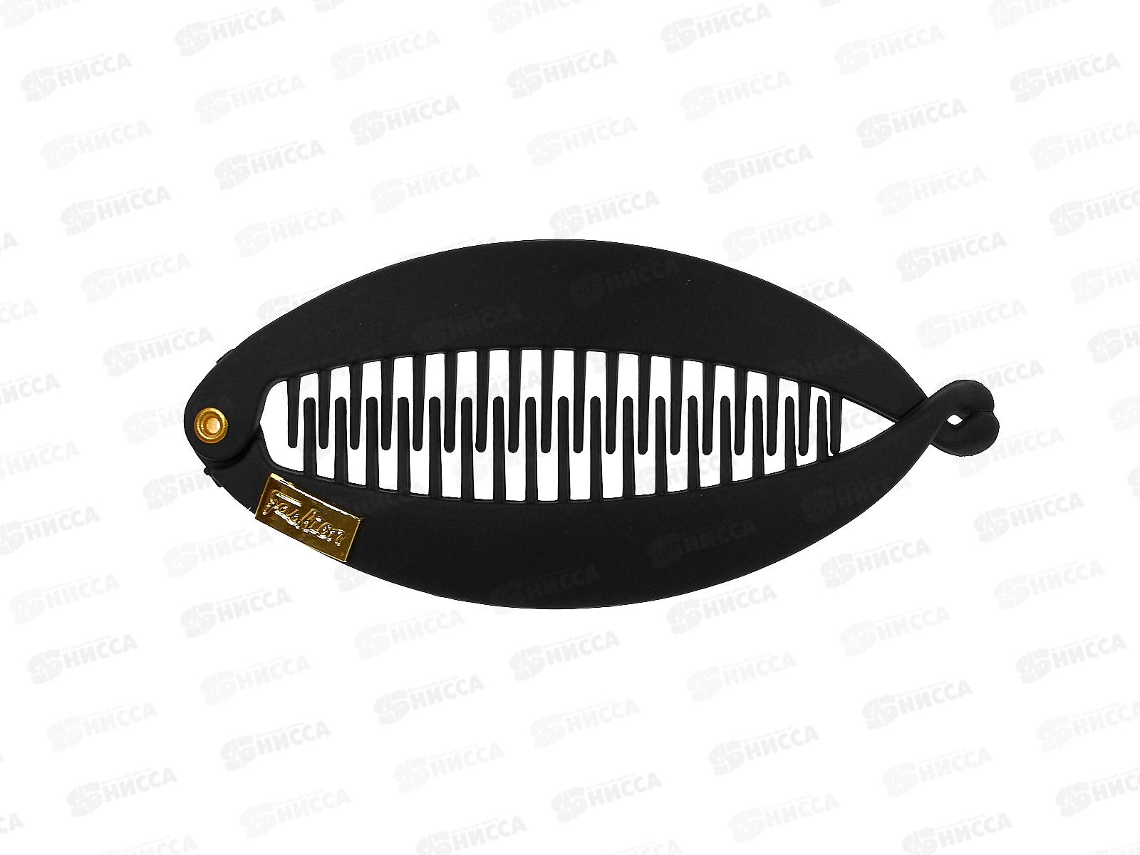 Заколка-банан овал черный №9586