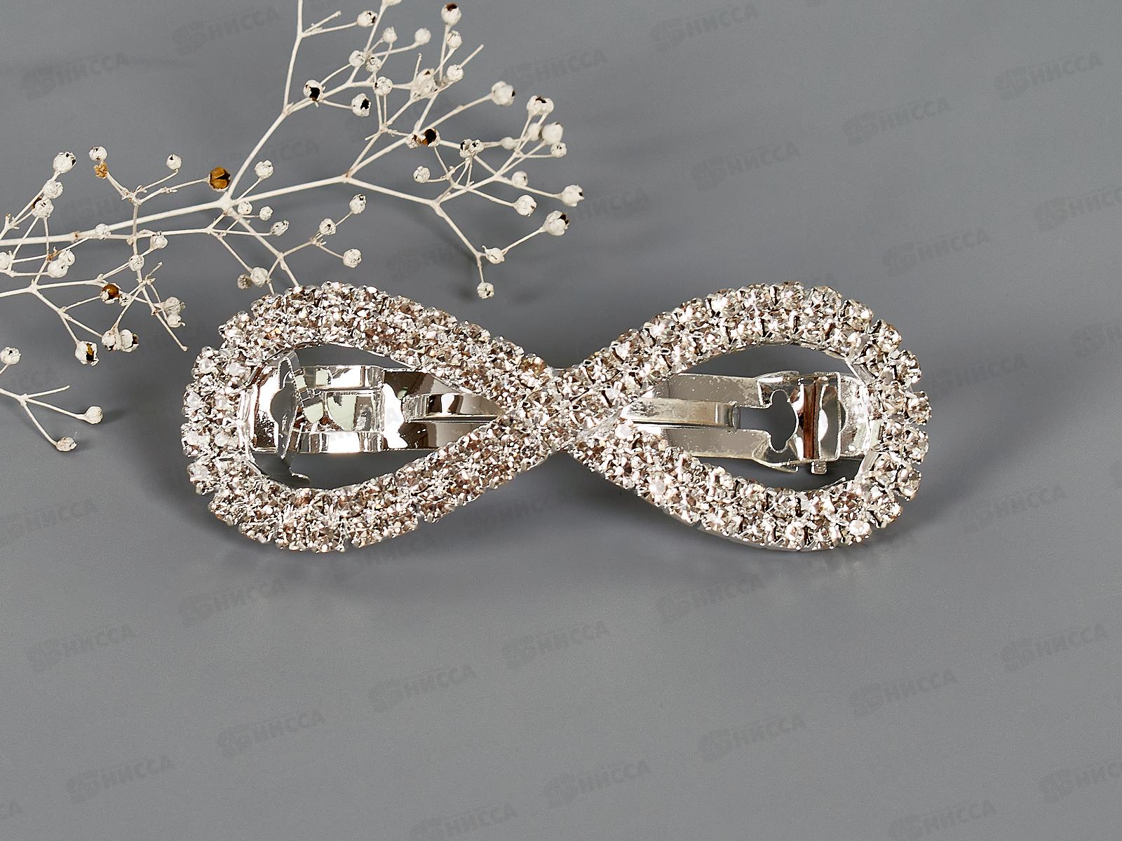 Заколка-автомат &quotБант&quot стразы 2 ряда, №9687