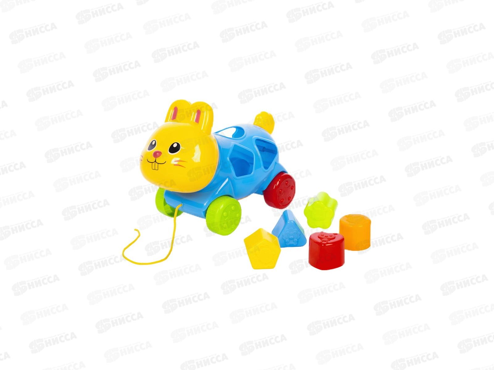 Каталка-сортер "Зайка" на веревочке, 2 вида, 1002044