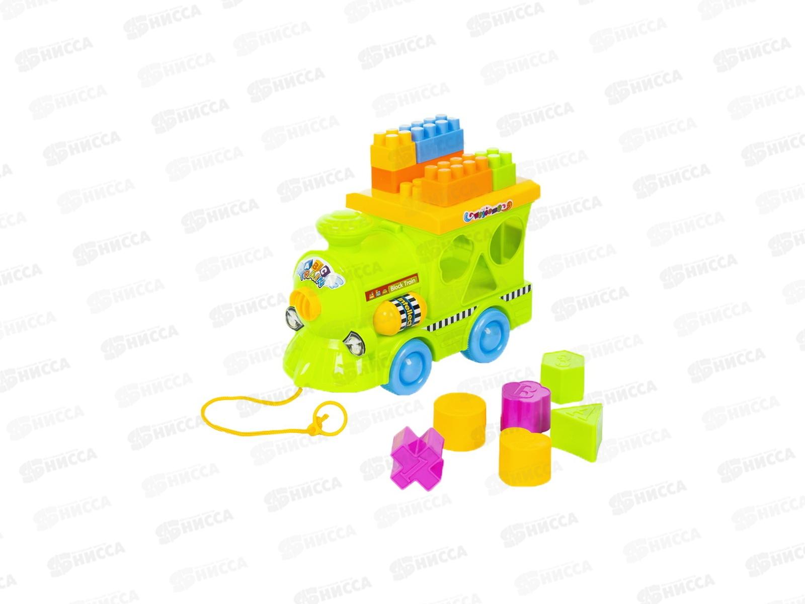 Каталка-сортер &quotПаровозик&quot на веревочке, 2 вида, 1002046