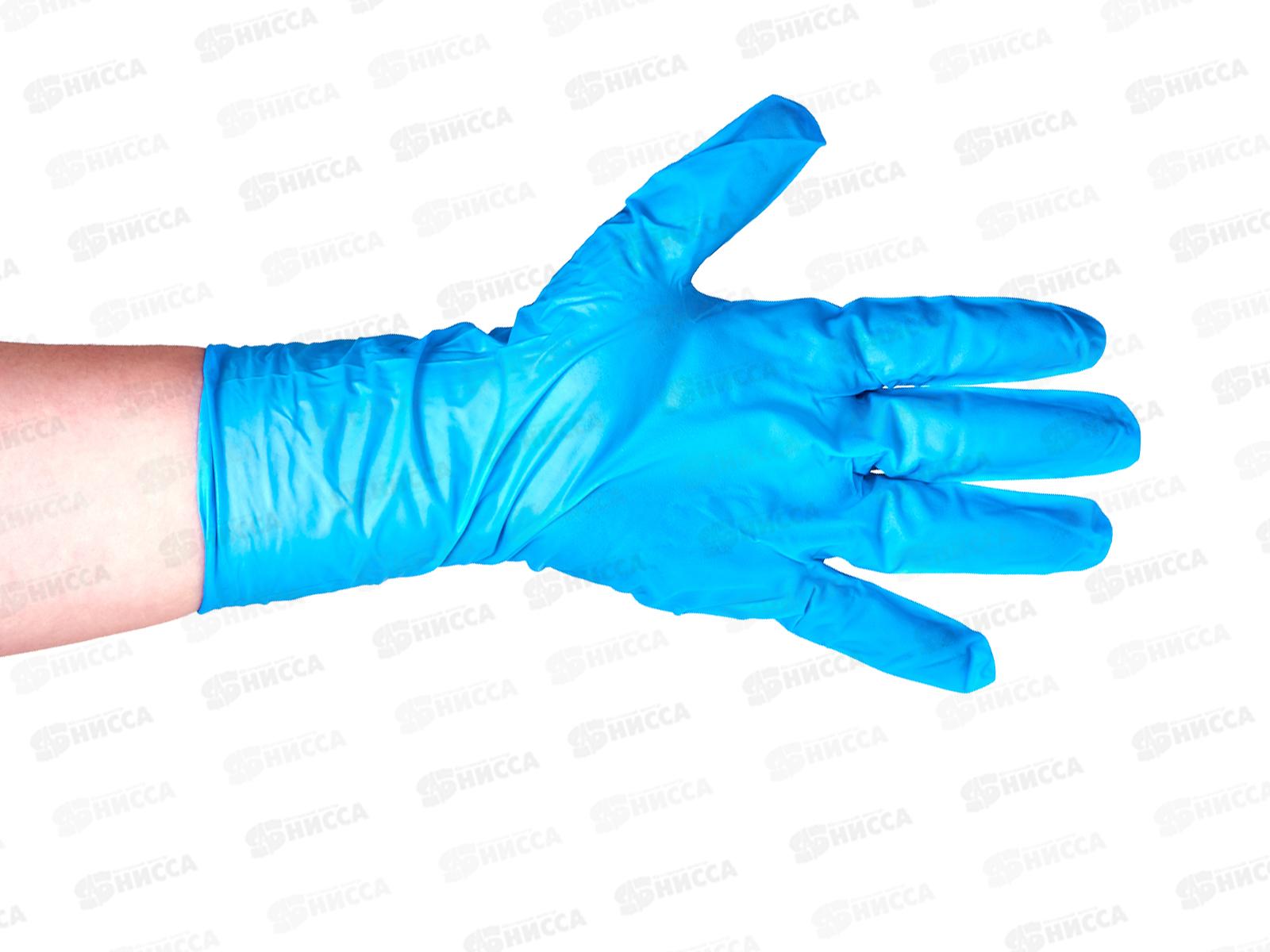 Перчатки нитриловые усиленные+ голубые MAN005L р.L  *25