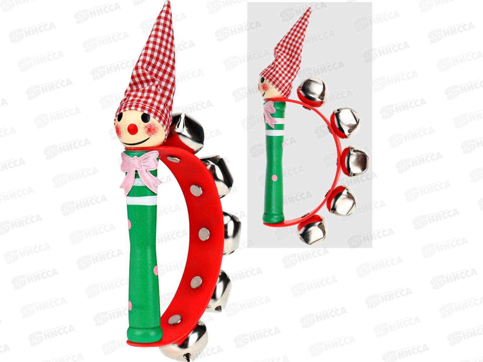 Деревянная игрушка. Погремушка 20см, с бубенцами, AN02155 в пакете