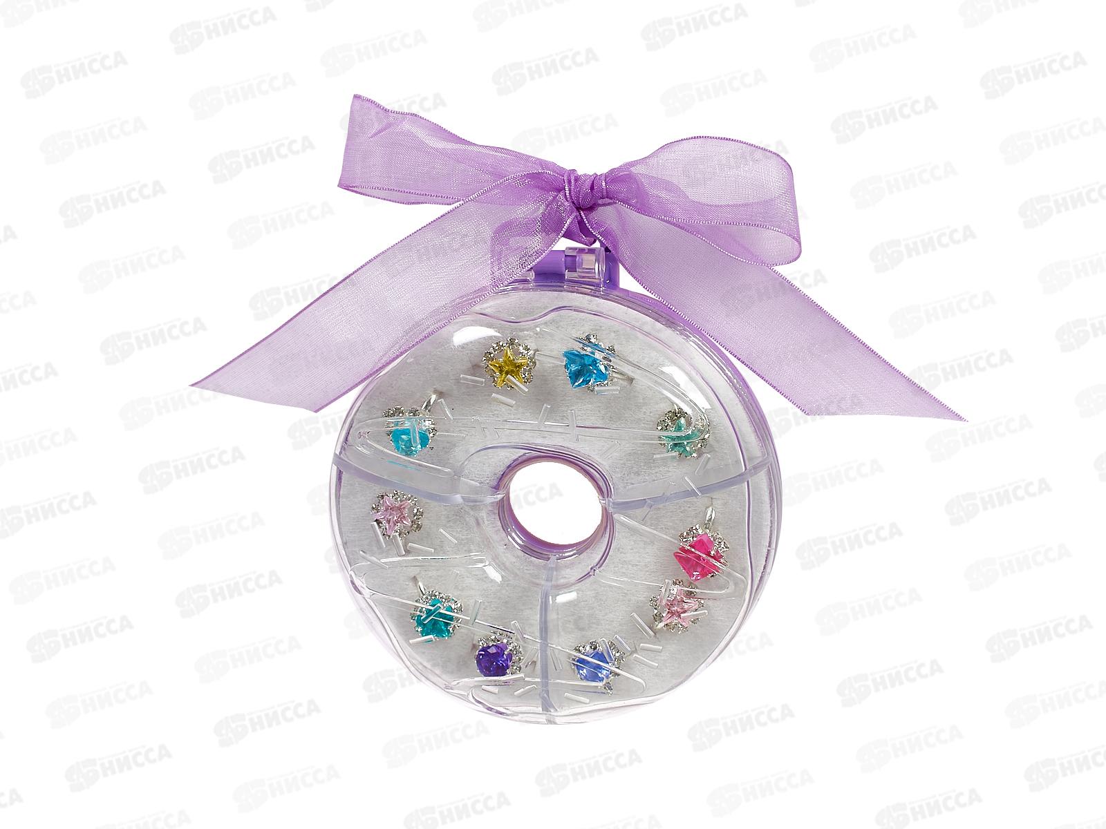 Кольцо детское &quotРазноцветные камушки-3&quot УК-1800 (микс 10шт в подарочной упаковке)