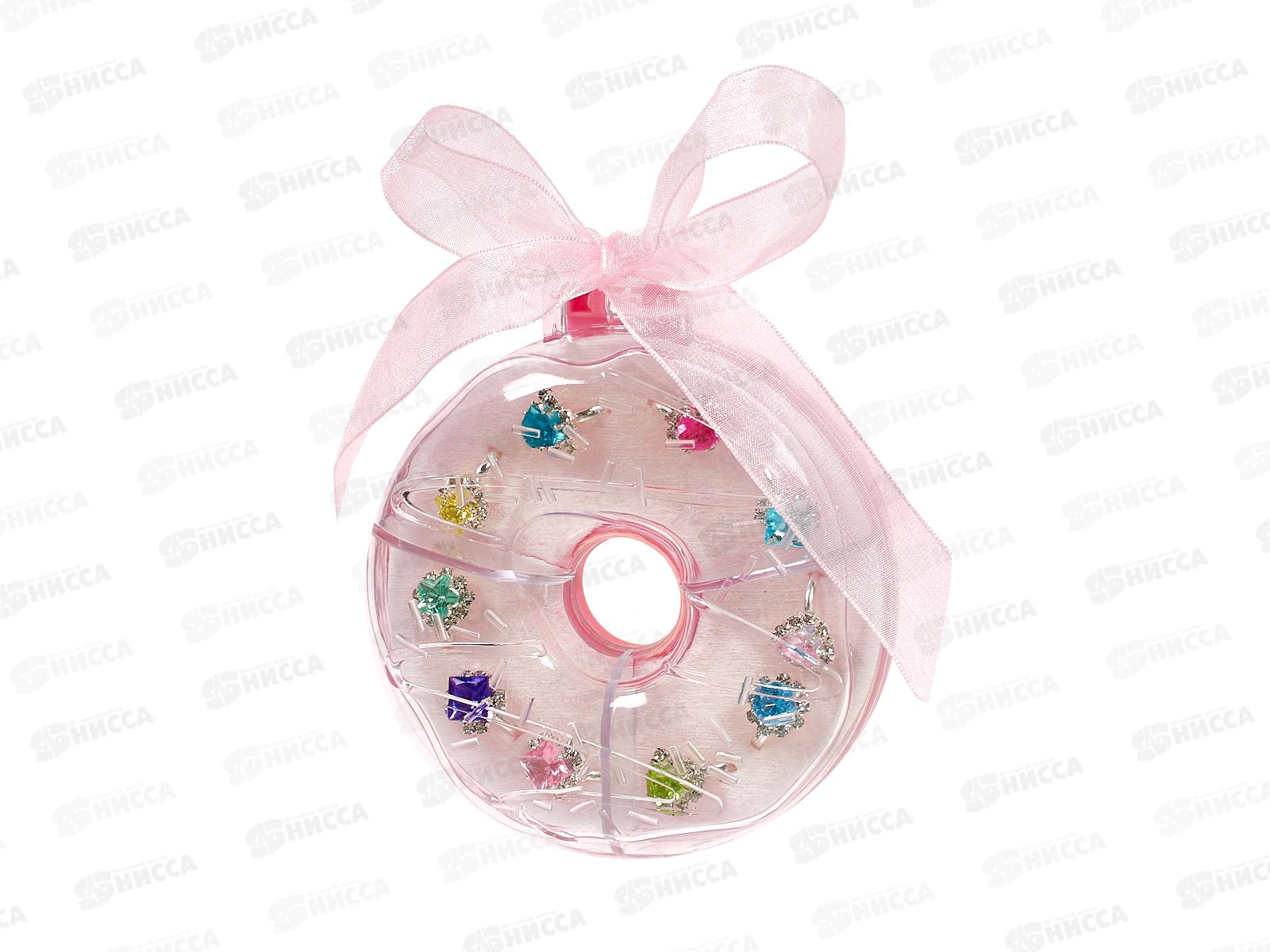 Кольцо детское &quotРазноцветные камушки&quot УК-1798 (микс 10шт в подарочной упаковке)