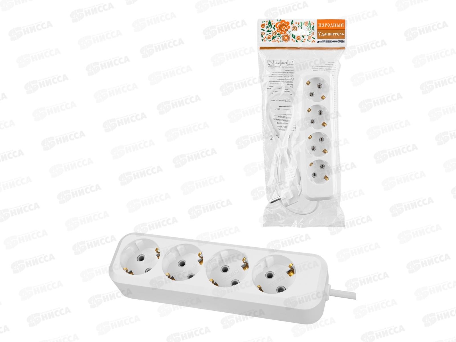 Удлинитель Народный У1 4гнезда 3м, 2300Вт белый 10А, 1046