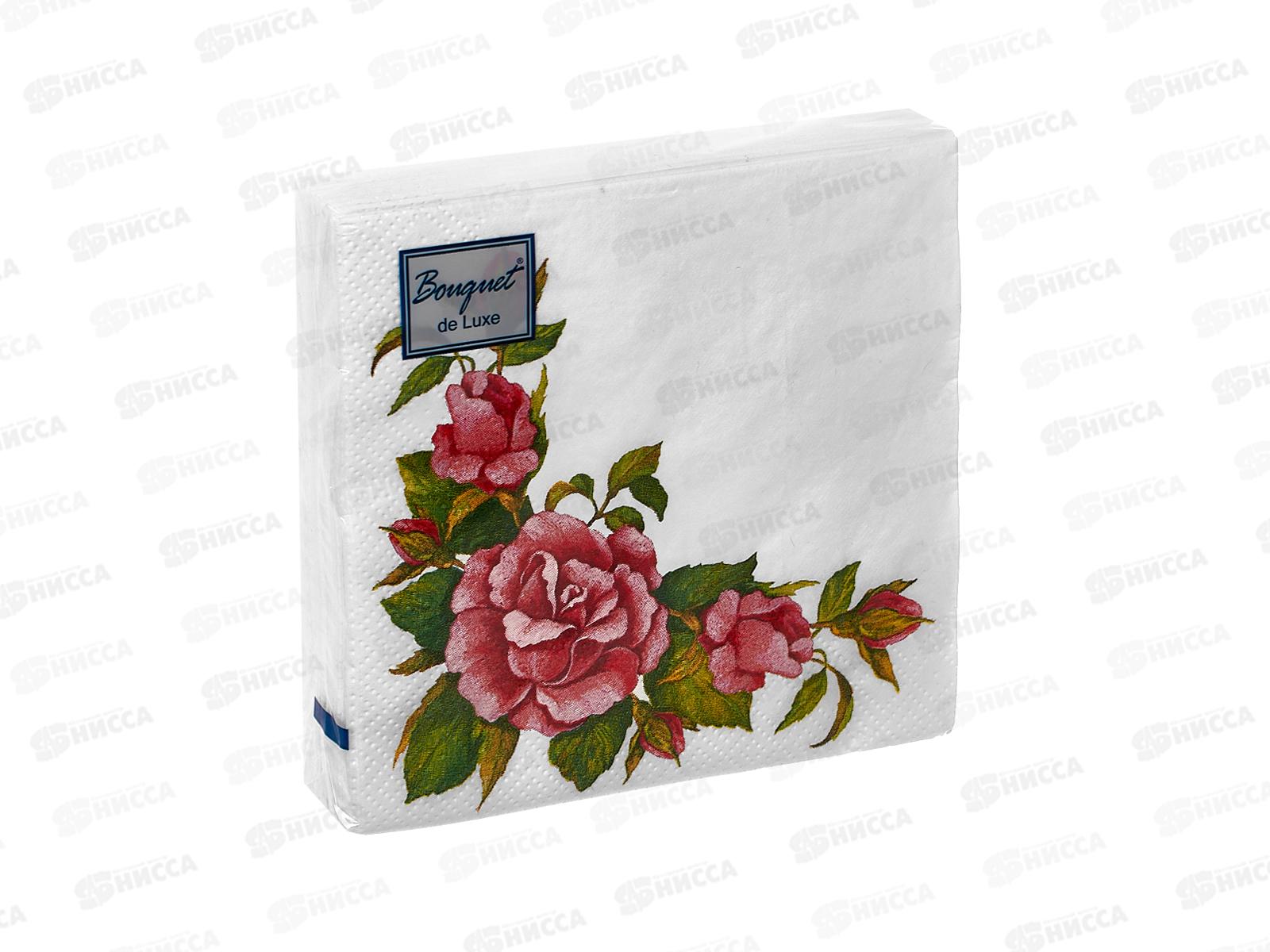 Салфетки 3 слойные 25 листов 24*24 Bouquet de Luxe Дикая роза, 37094*15