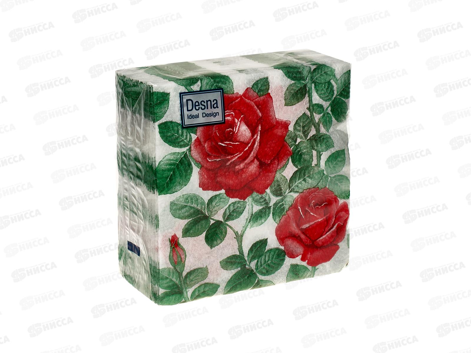 Салфетки 1 слойные 40 листов 24*24 Desna Design Английская роза,57439*32