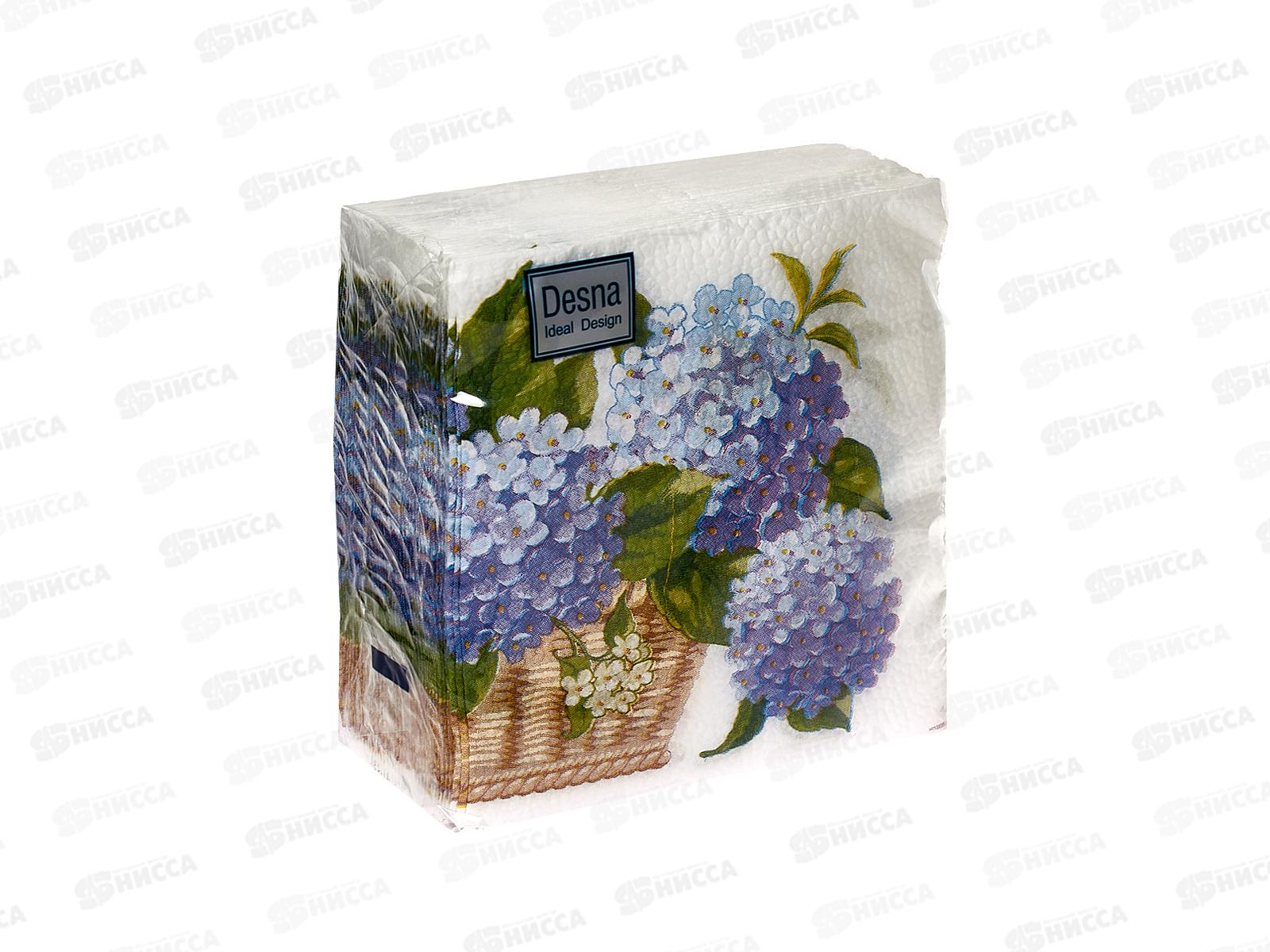 Салфетки 1 слойные 40 листов 24*24 Desna Design Гортензия,57453*32