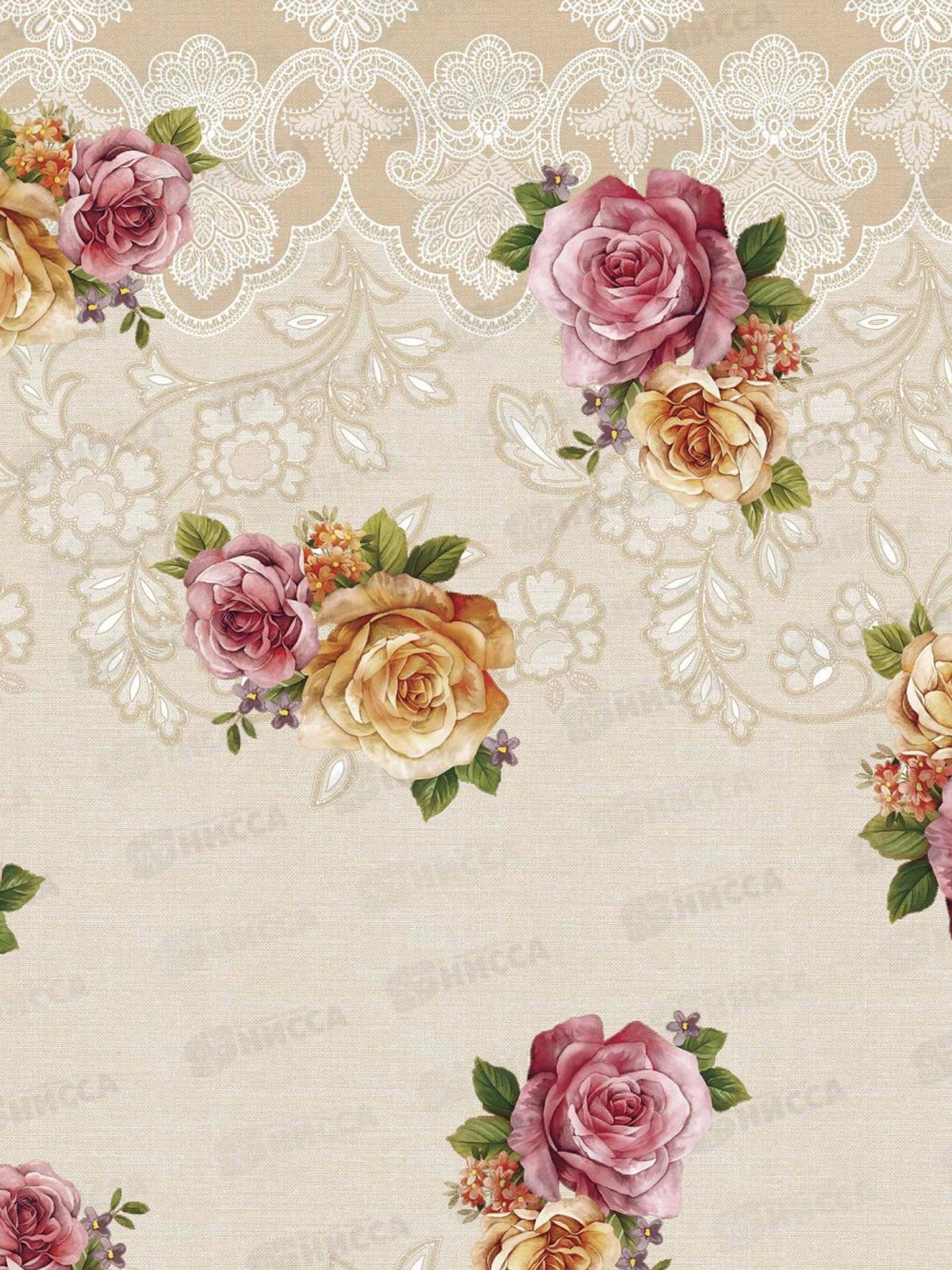 Клеенка на нетканой основе ДЕКОРАМА 1,4*20м 054А роза на беж