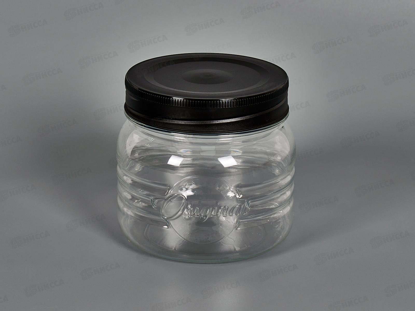 Банка круглая с эмбоссингом Original 0,6л черный 440300213 *12 БП