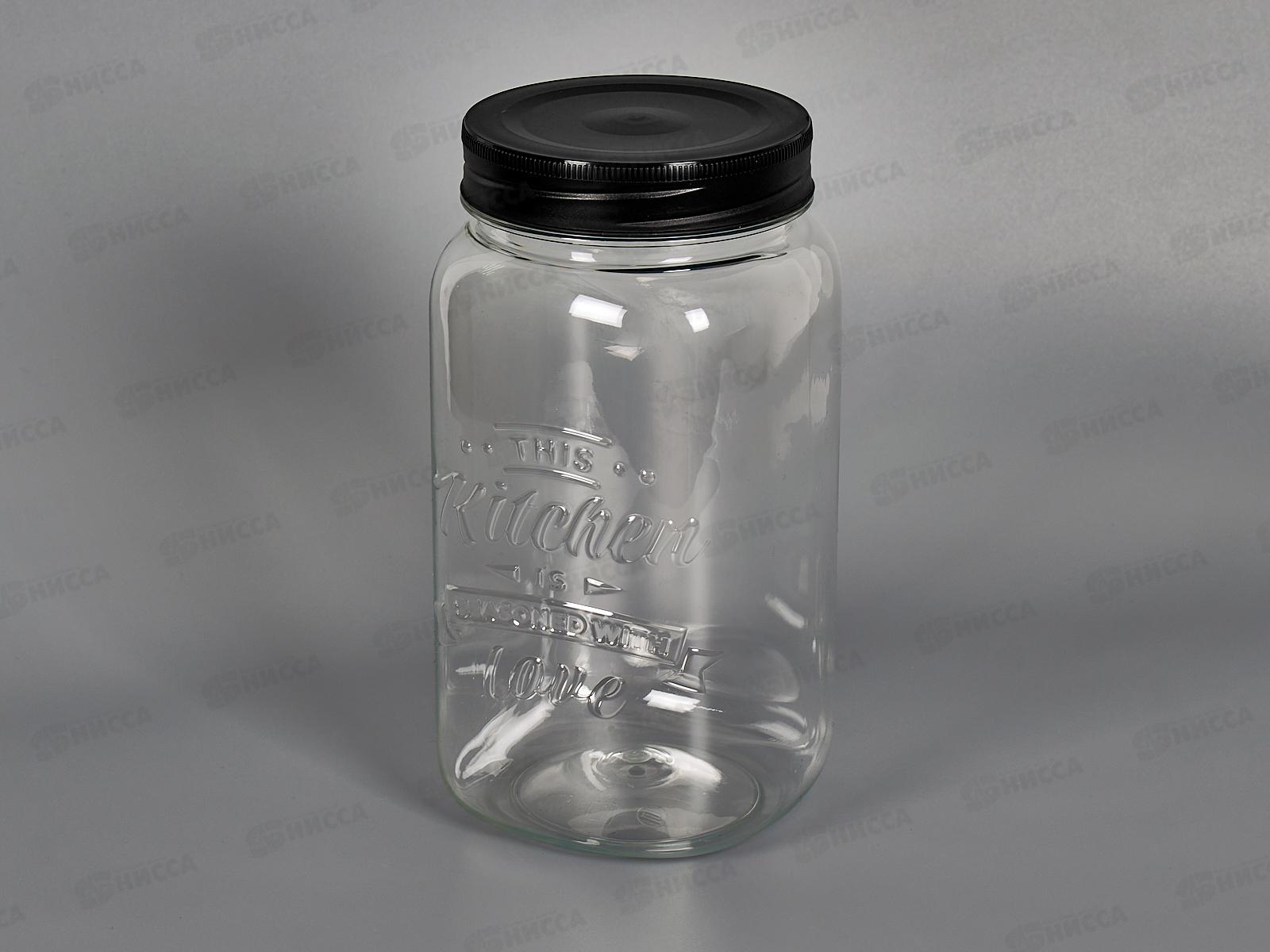 Банка квадратная с эмбоссингом Love Kitchen 1,4л черный 440200113 *12 БП