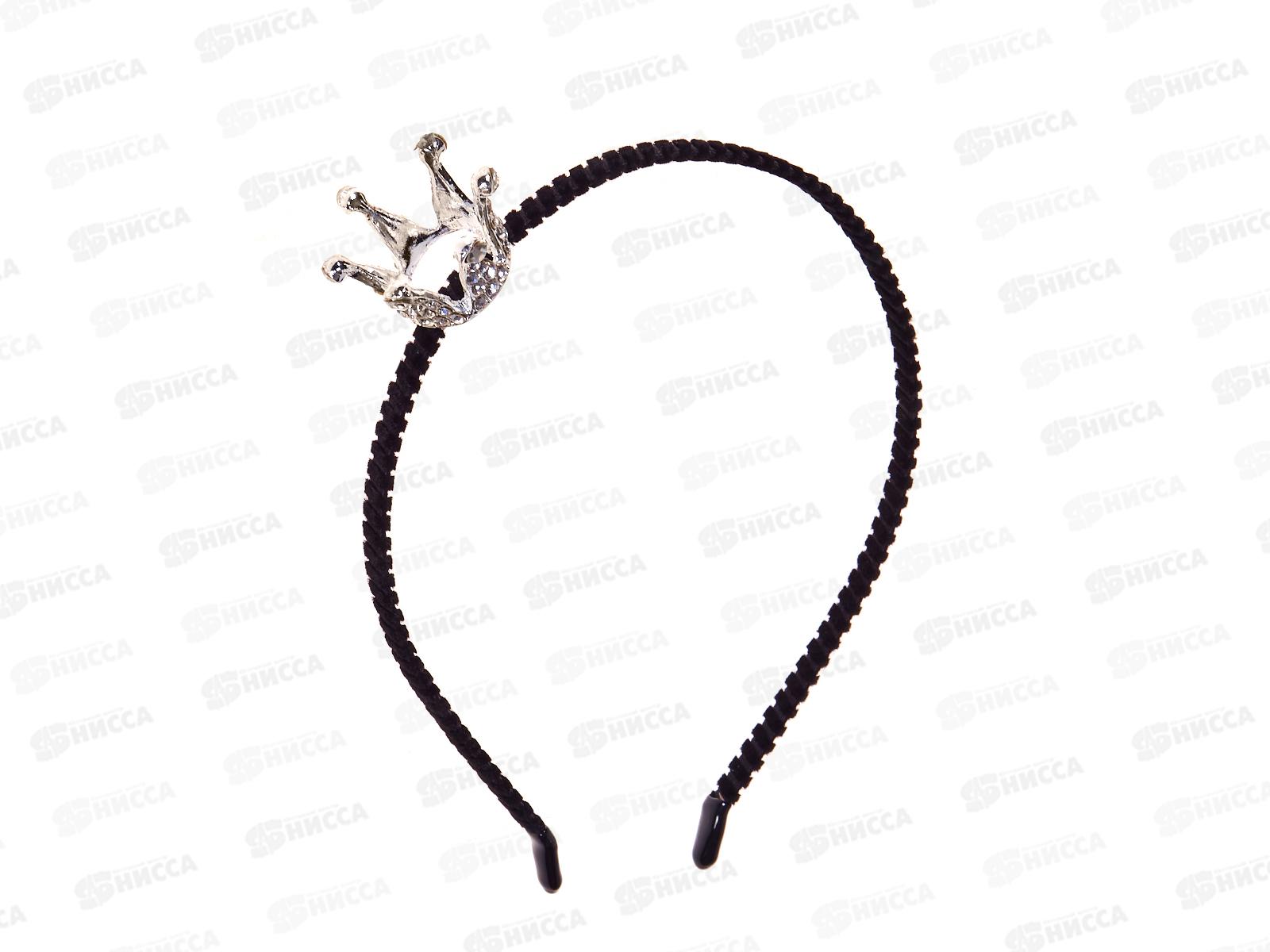 Ободок металл ткань с короной страз №10132