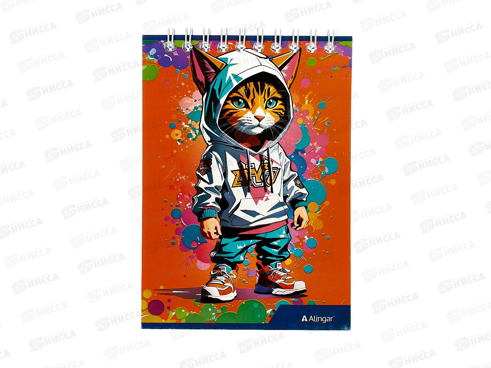 Блокнот 60л кл. Alingar "Крутой кот" А6  AL11189