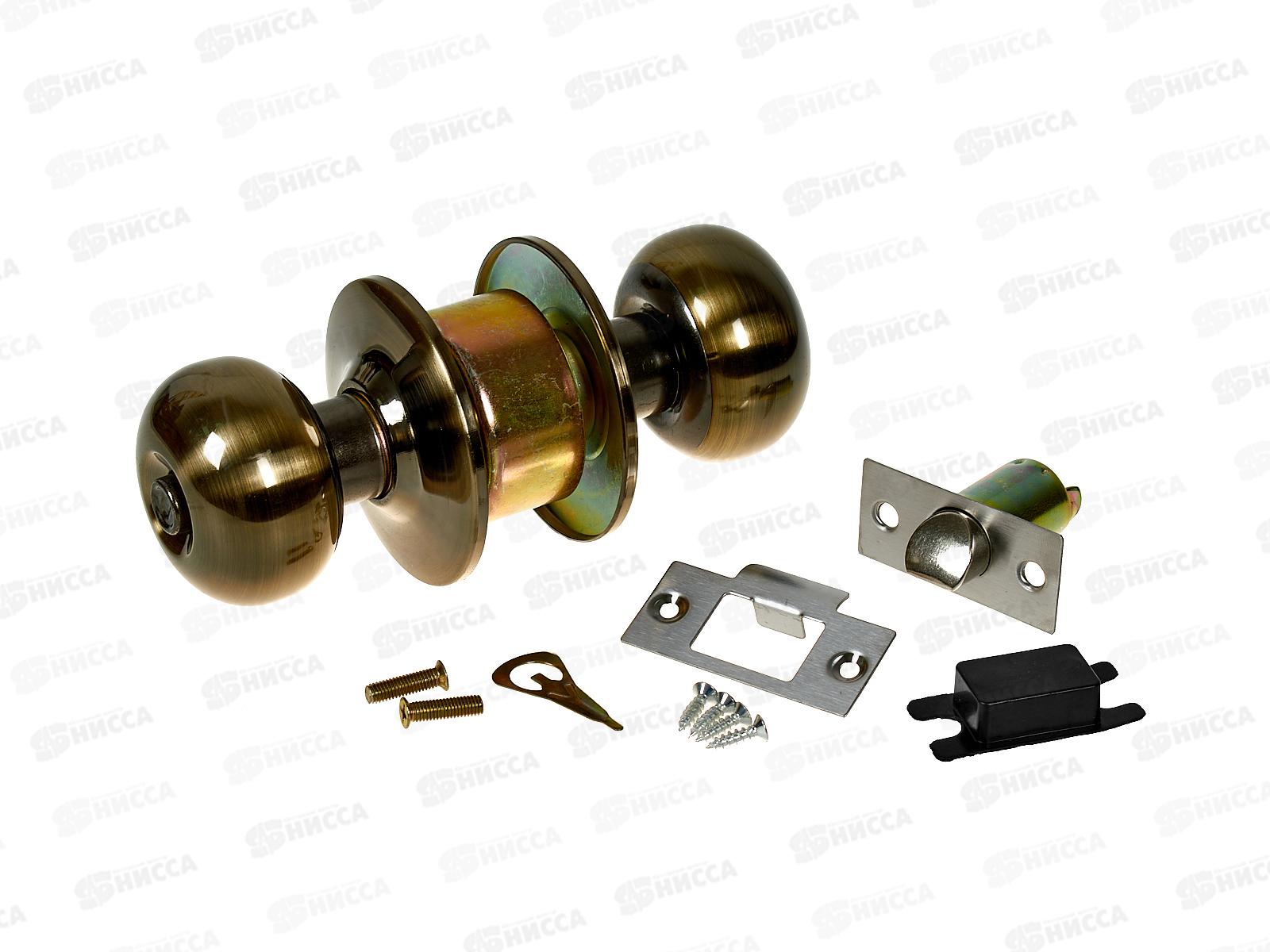 Ручка дверная врезная круглая с защелкой 5791АВ бронза (064454)  Ж