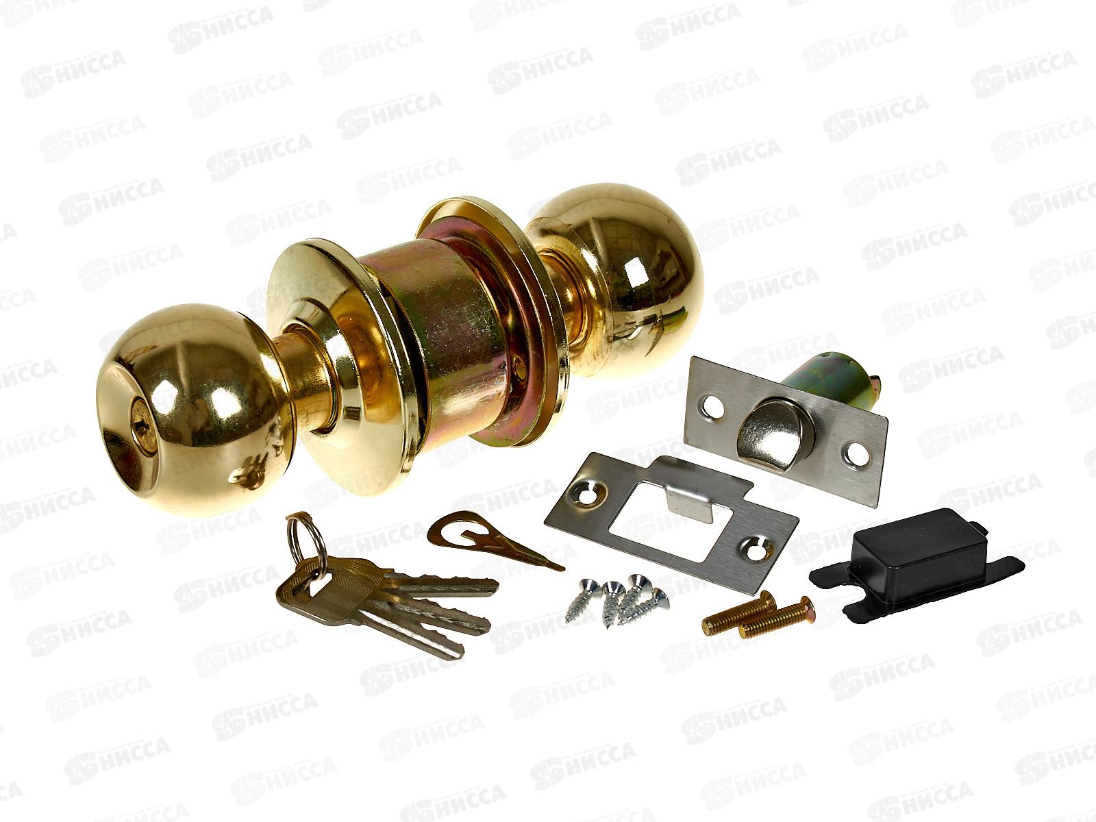 Ручка дверная врезная круглая с ключами 587GP золото (064451)  Ж